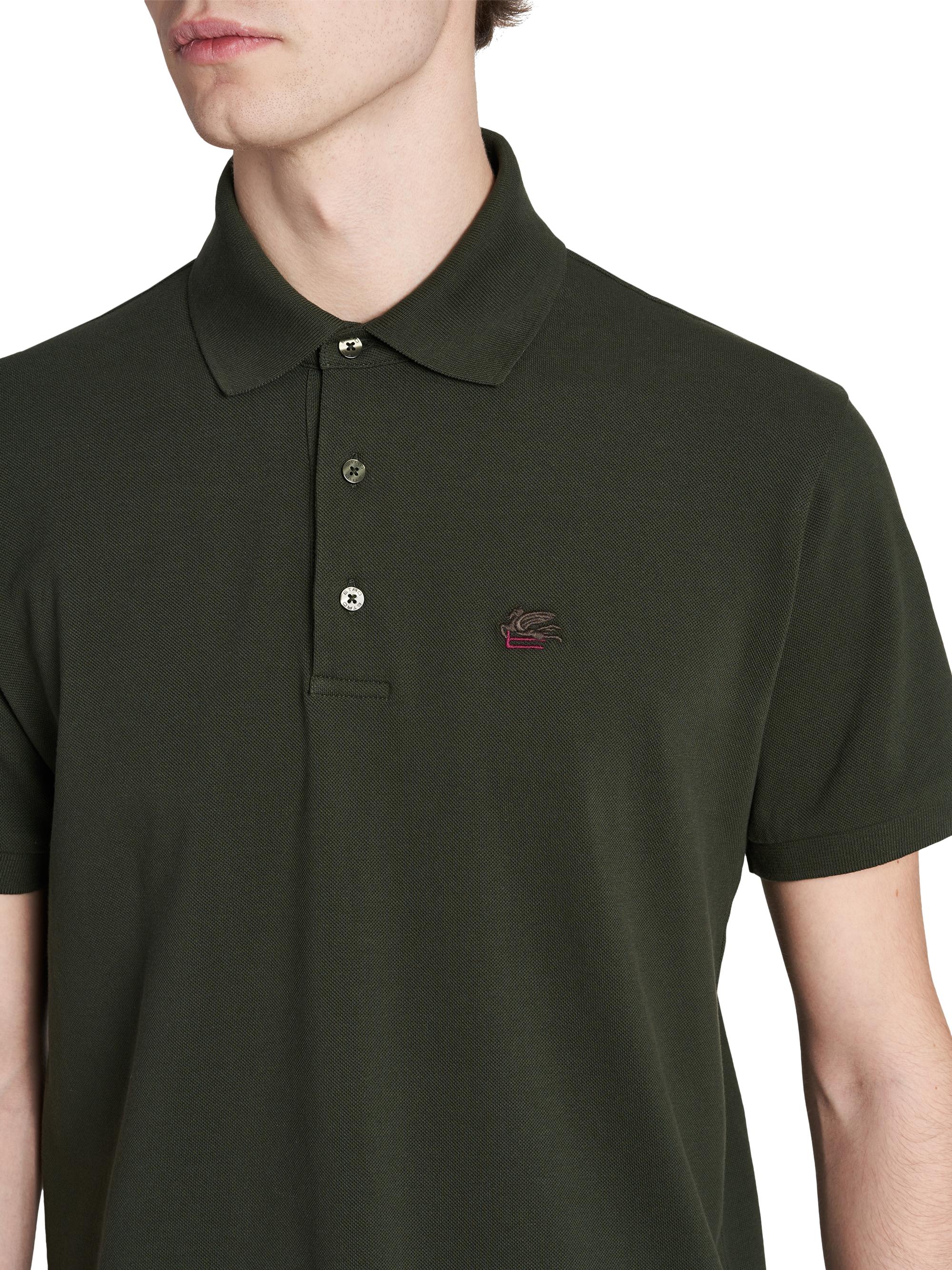 Etro Men's Cotton Polo Shirt - Verde Oliva Scuro | Thumbnail 6