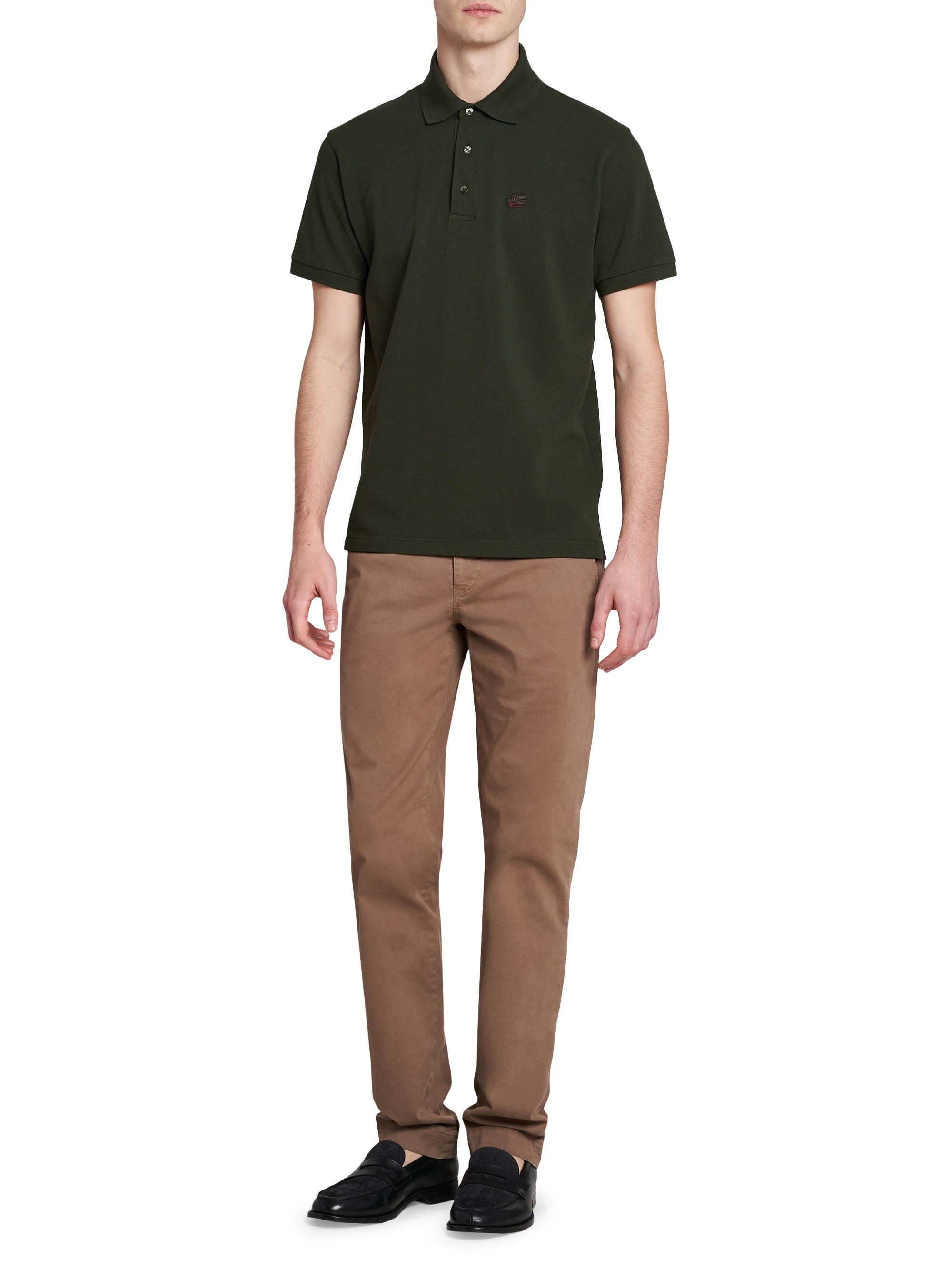Etro Men's Cotton Polo Shirt - Verde Oliva Scuro | Thumbnail 2