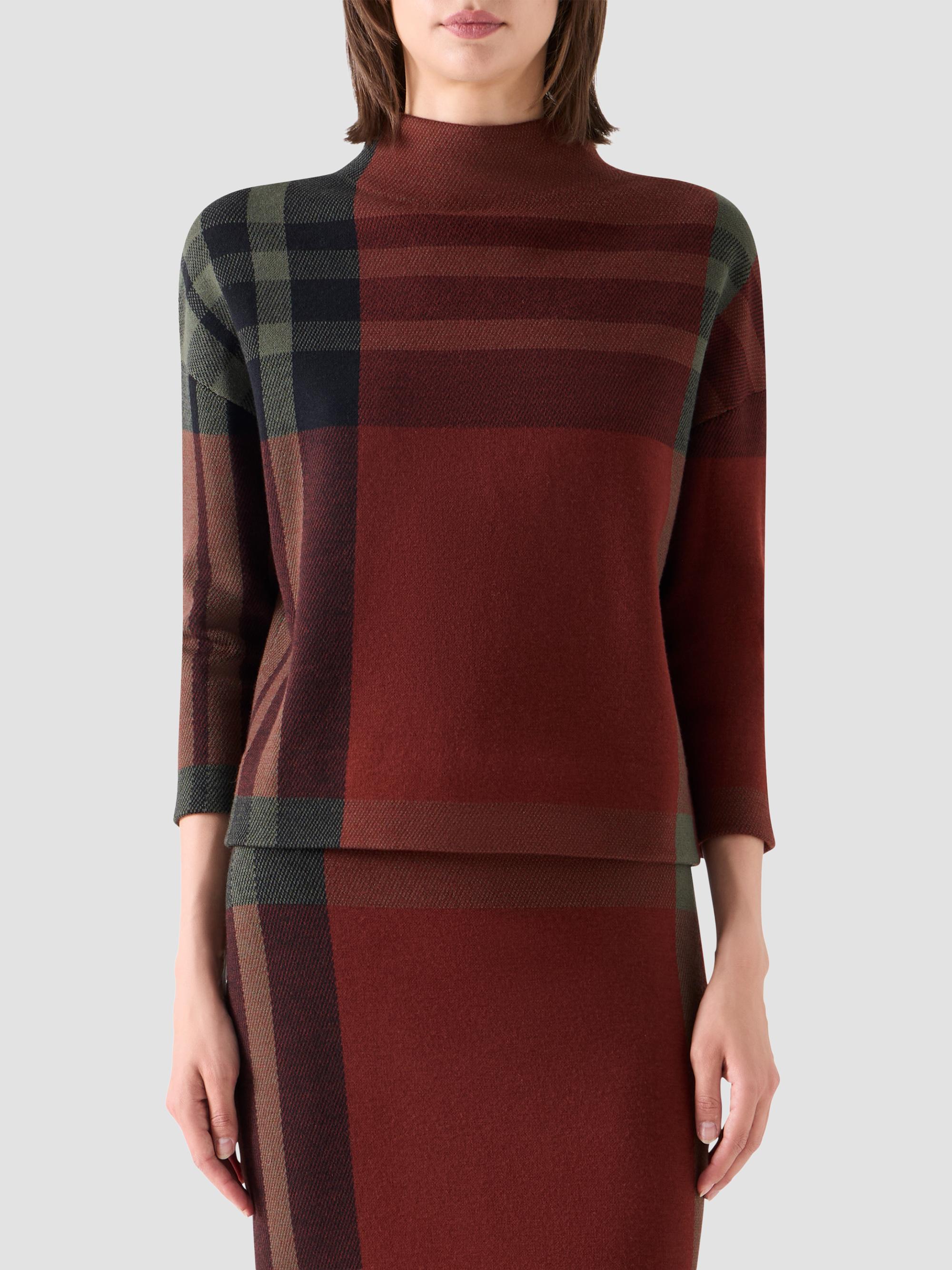 Akris punto Women's Jacquard Check Boxy Sweater - Copper Black | Thumbnail 4
