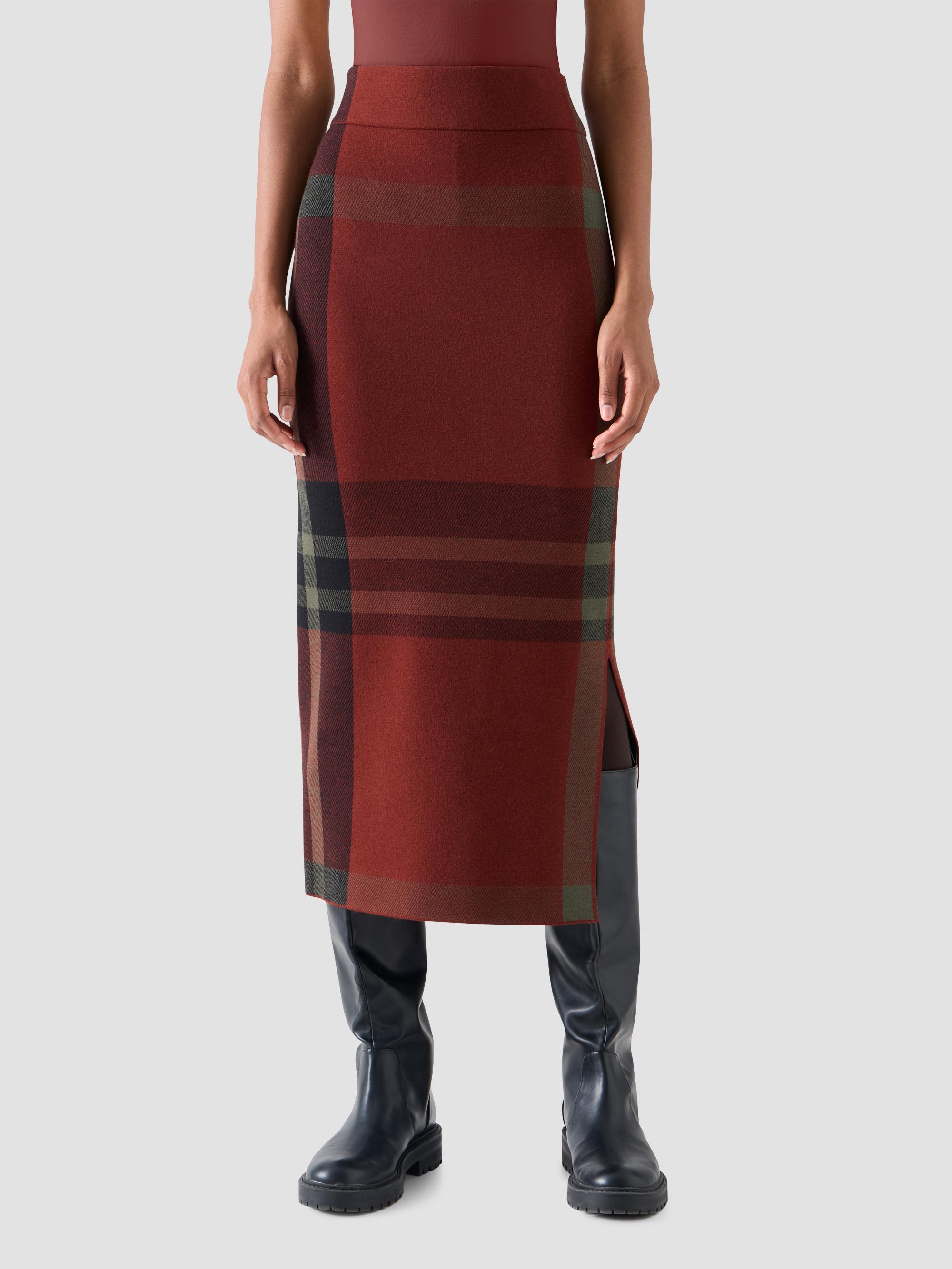 Akris punto Women's Jacquard Check Tube Midi Skirt - Copper Black | Thumbnail 2