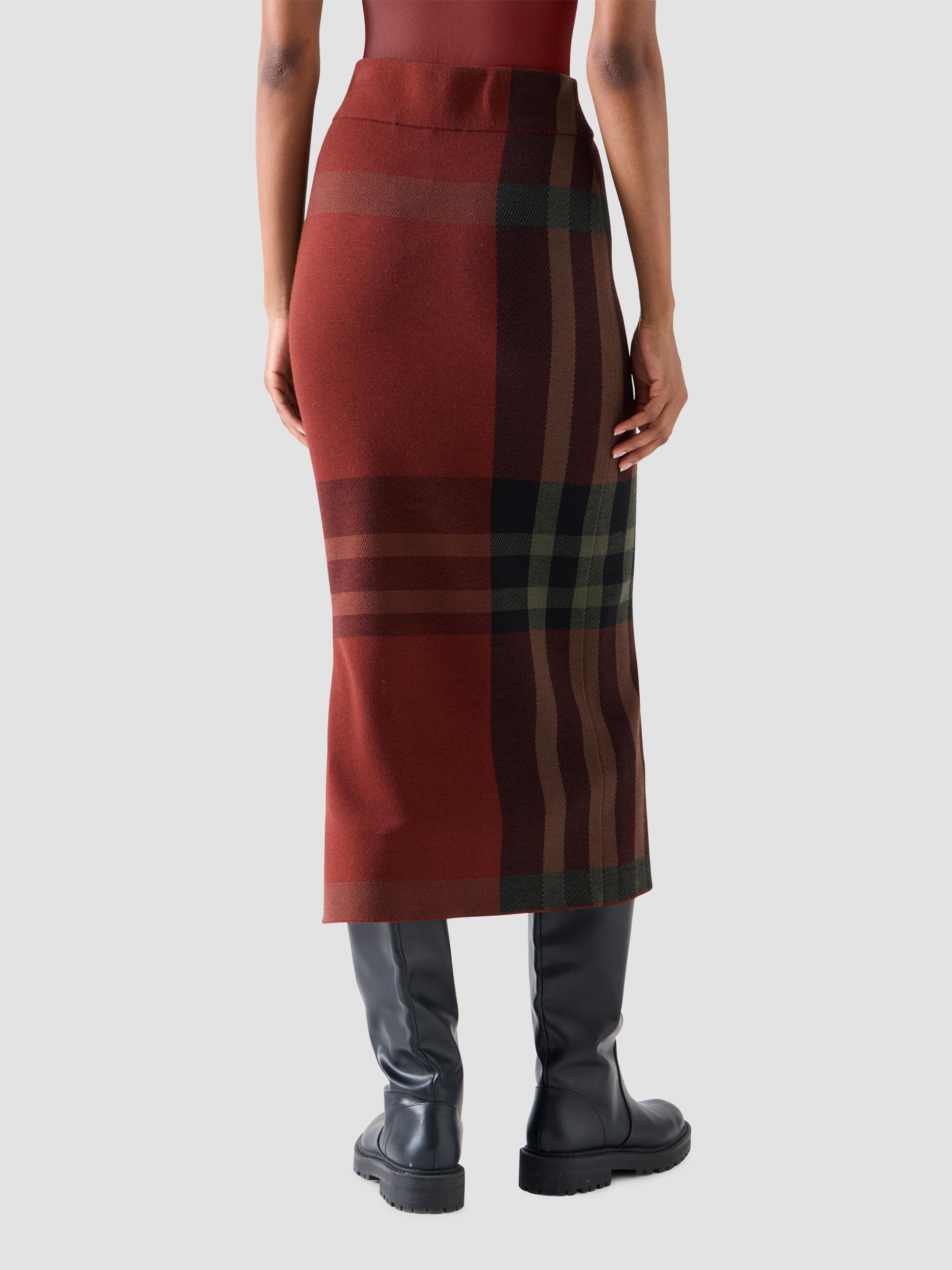 Akris punto Women's Jacquard Check Tube Midi Skirt - Copper Black | Thumbnail 3