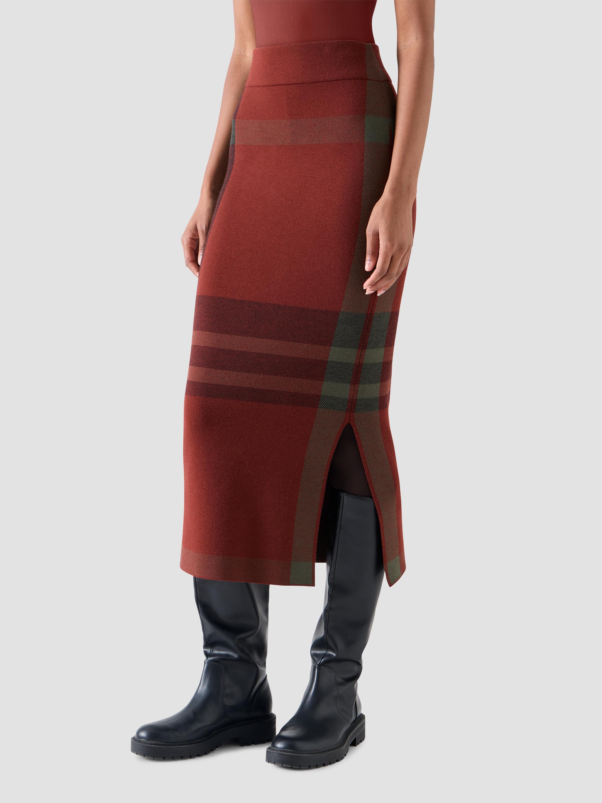 Akris punto Women's Jacquard Check Tube Midi Skirt - Copper Black | Thumbnail 5