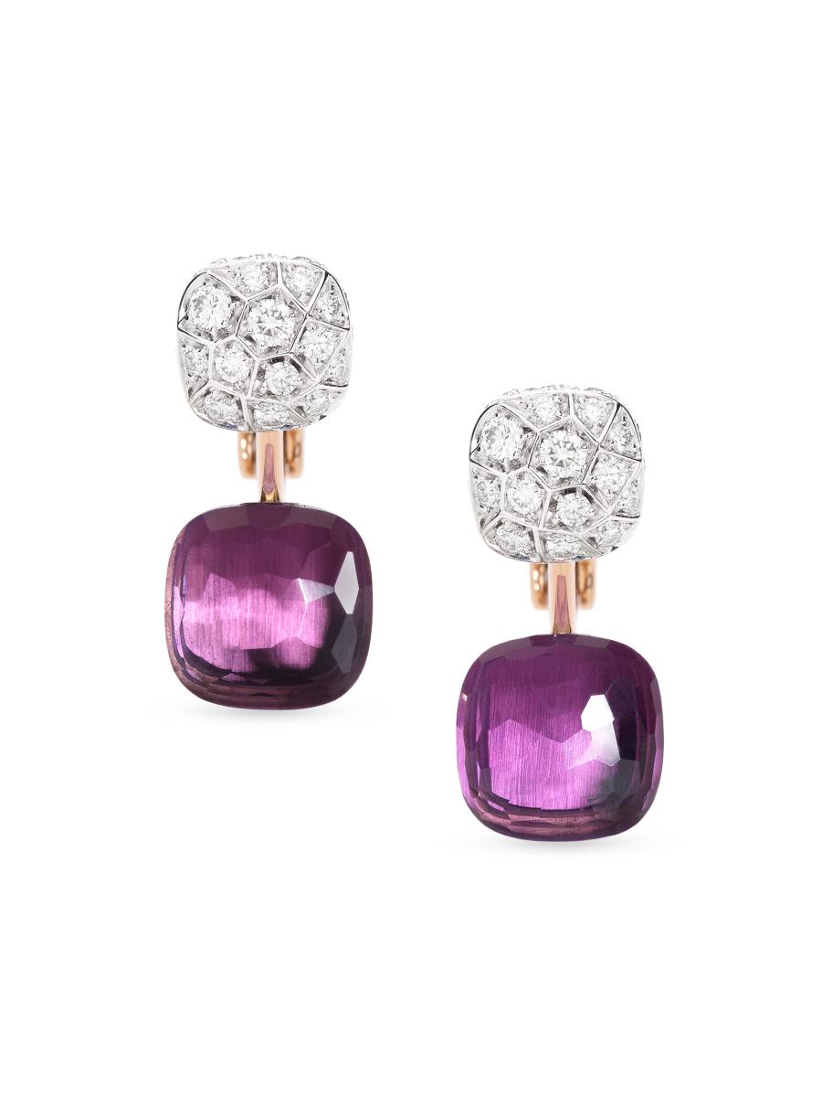 Pomellato Women's Nudo Two-tone 18k Gold, Amethyst & 1.50 Tcw Diamond Drop Earrings