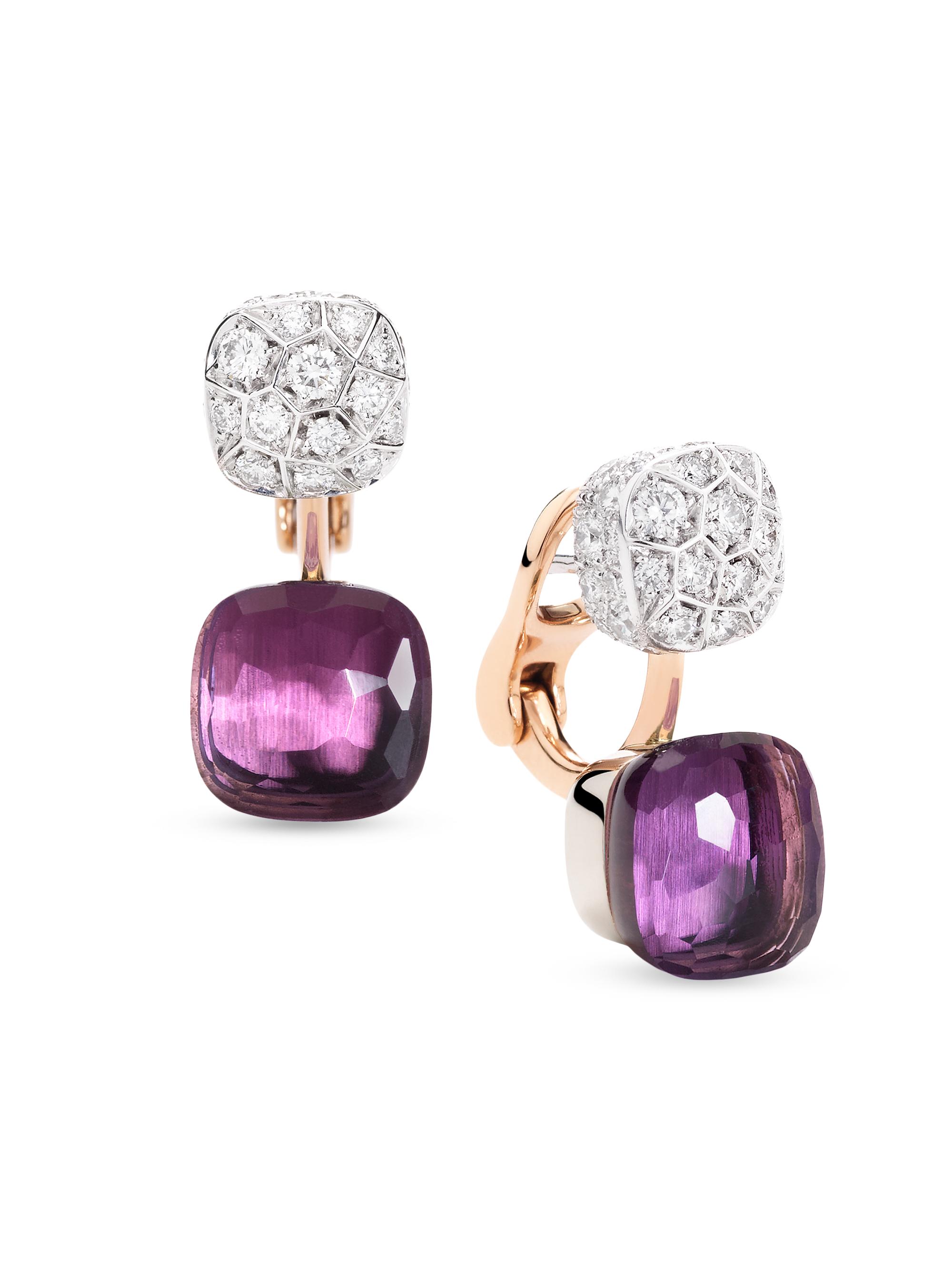 Pomellato Women's Nudo Two-Tone 18K Gold, Amethyst & 1.50 TCW Diamond Drop Earrings - Rose Gold | Thumbnail 2