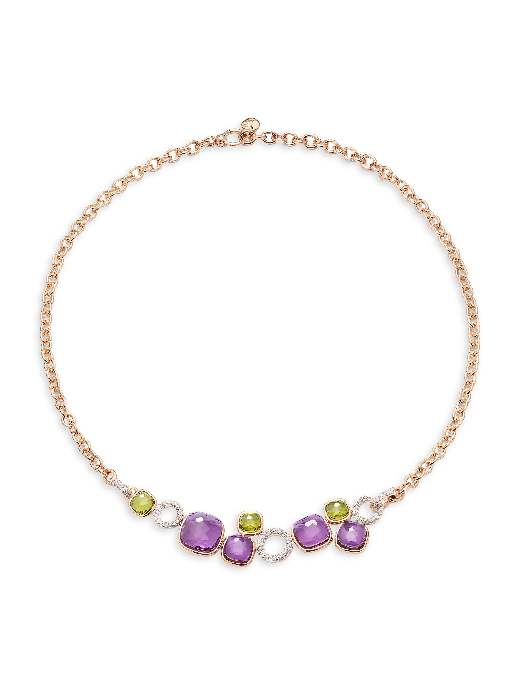 Pomellato Women's Nudo Two-Tone 18K Gold & Multi-Stone Cluster Necklace - Rose Gold - Women's Jewelry And Watches