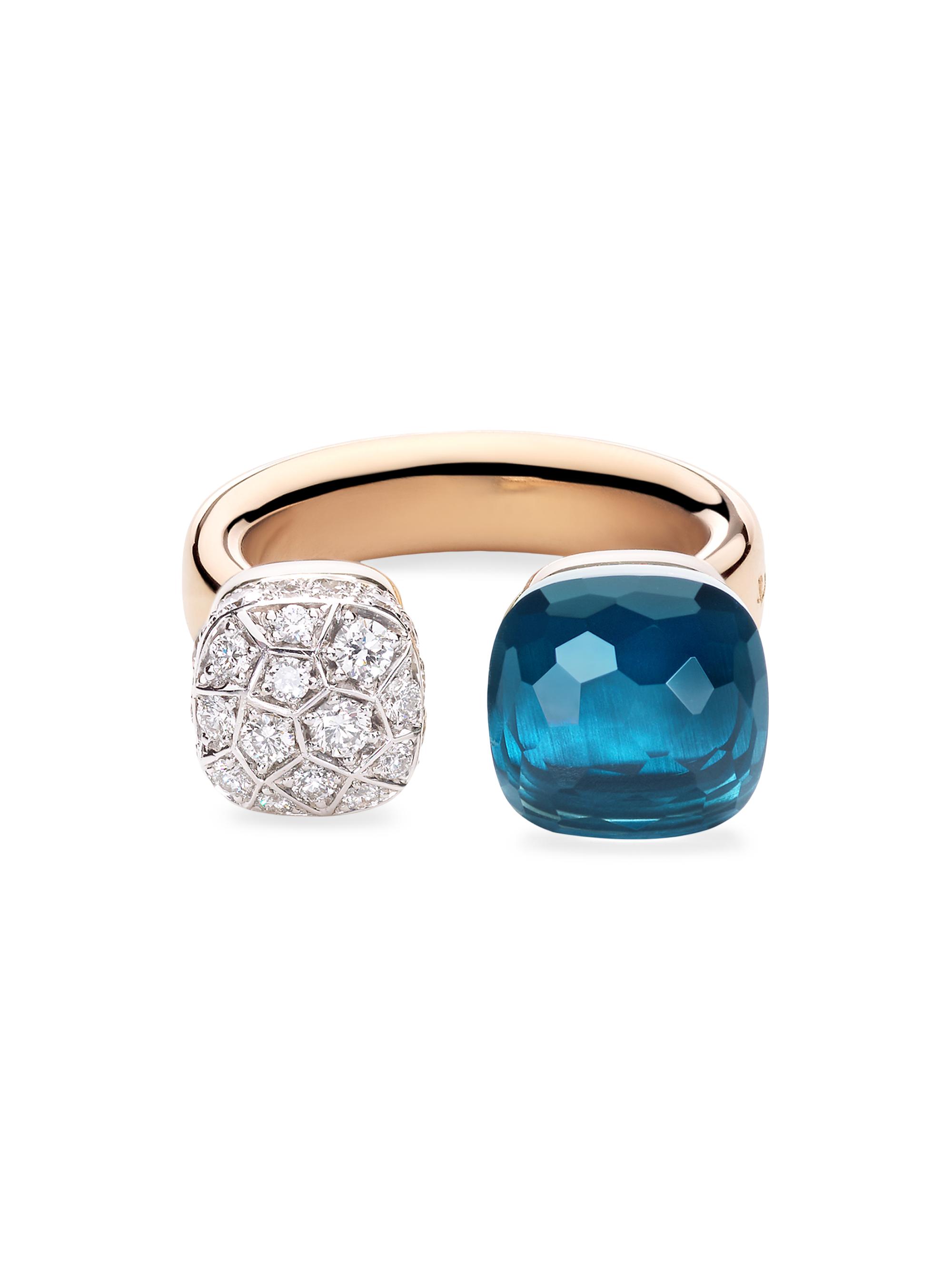 Pomellato Women's Nudo Two-Tone 18K Gold, London Blue Topaz & 0.80 TCW Diamond Cuff Ring - Rose Gold | Thumbnail 2