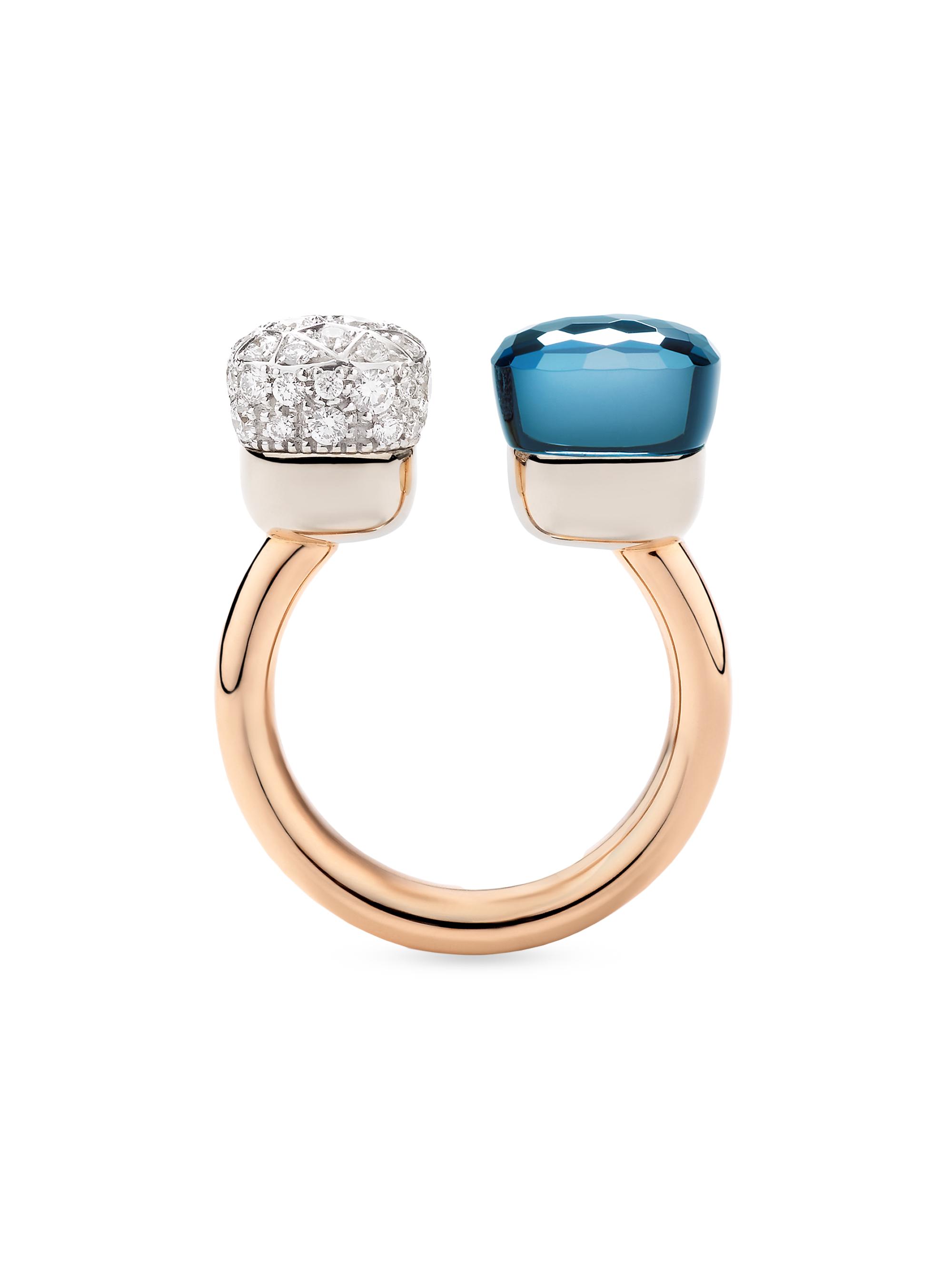 Pomellato Women's Nudo Two-Tone 18K Gold, London Blue Topaz & 0.80 TCW Diamond Cuff Ring - Rose Gold | Thumbnail 3