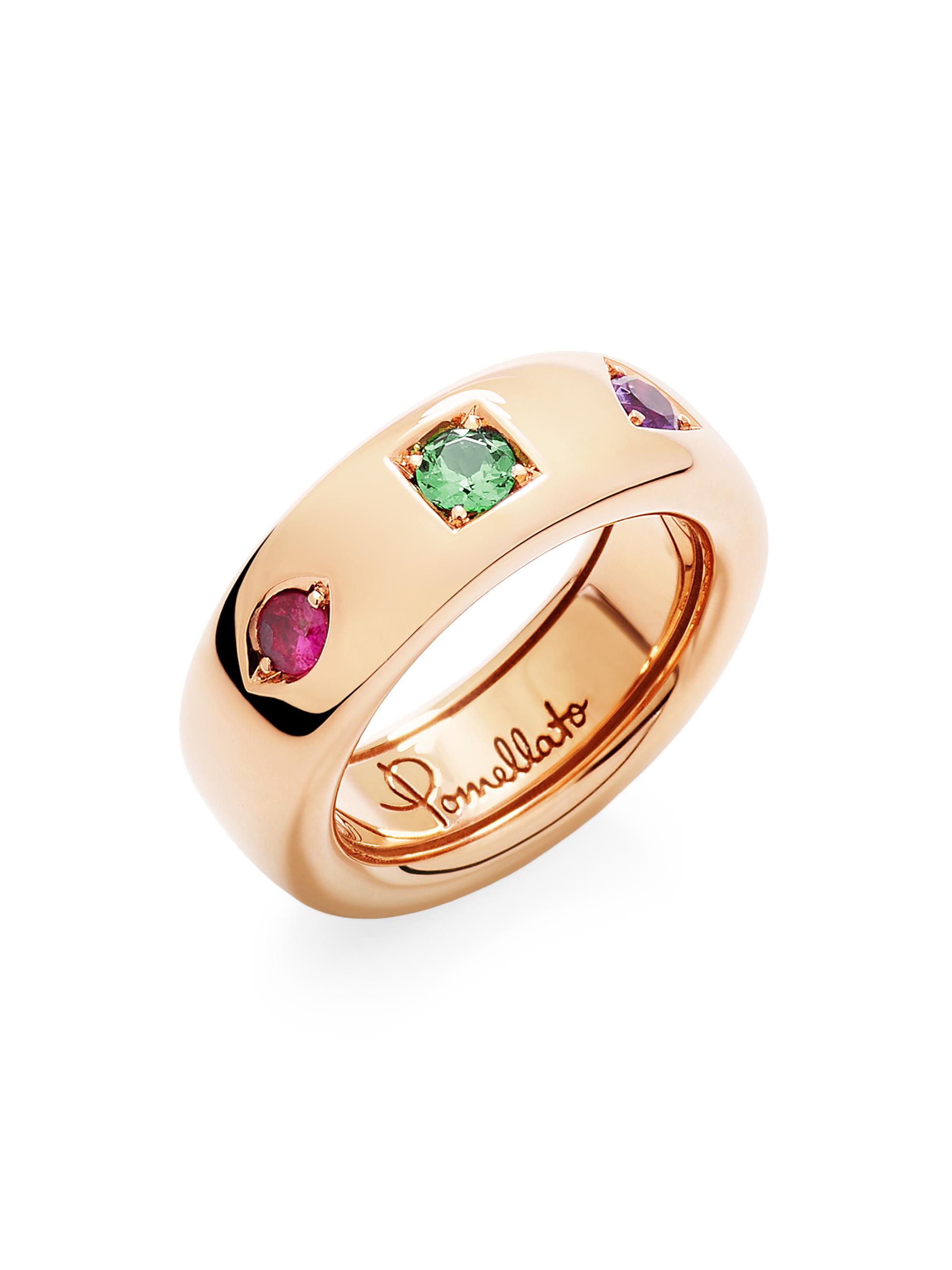Pomellato Women's Iconica 18K Rose Gold & Multi-Stone Wide Ring - Rose Gold - Women's Jewelry And Watches