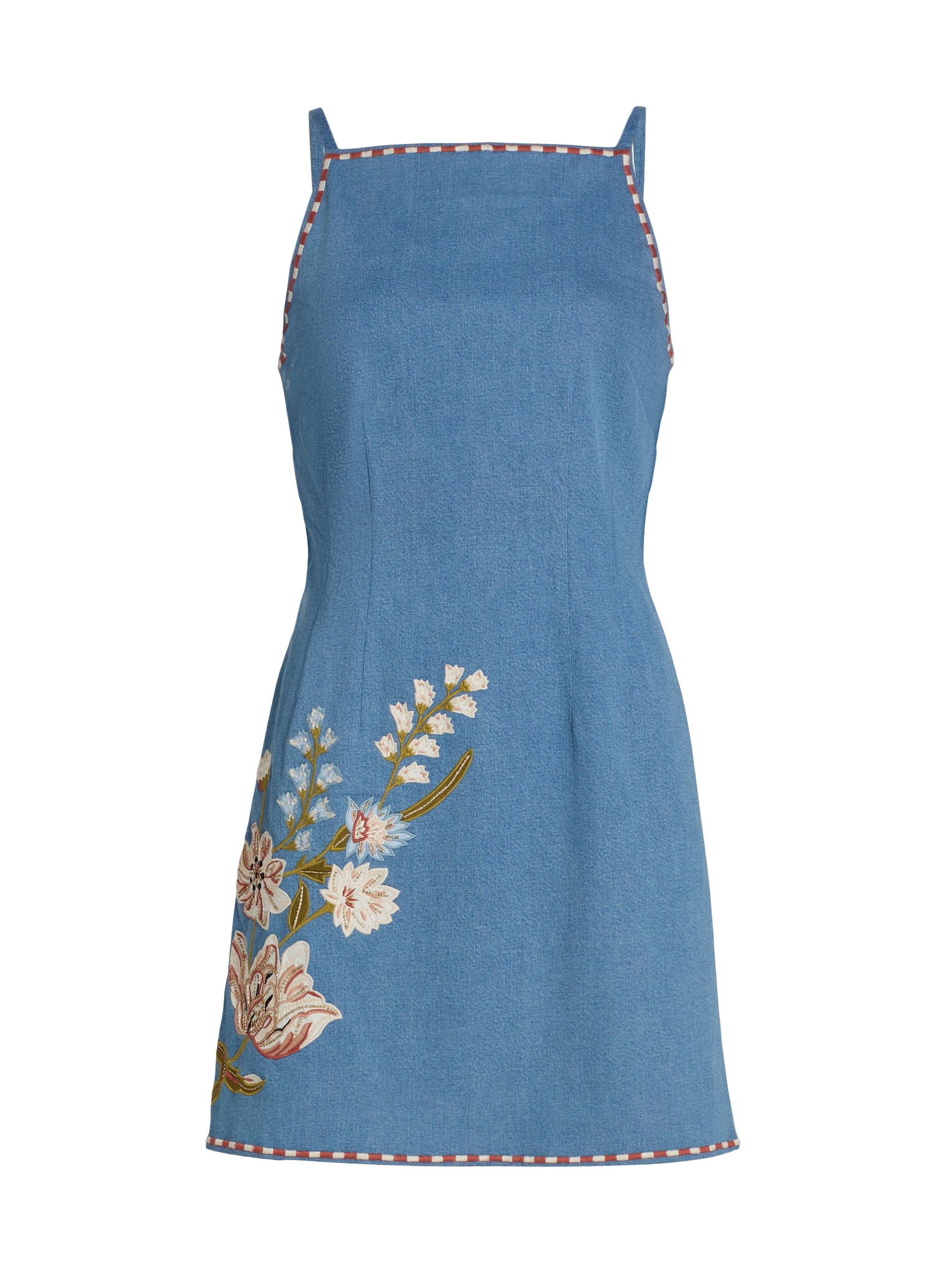 Veronica Beard Women's Chester Floral Embroidered Minidress - Sea Glare