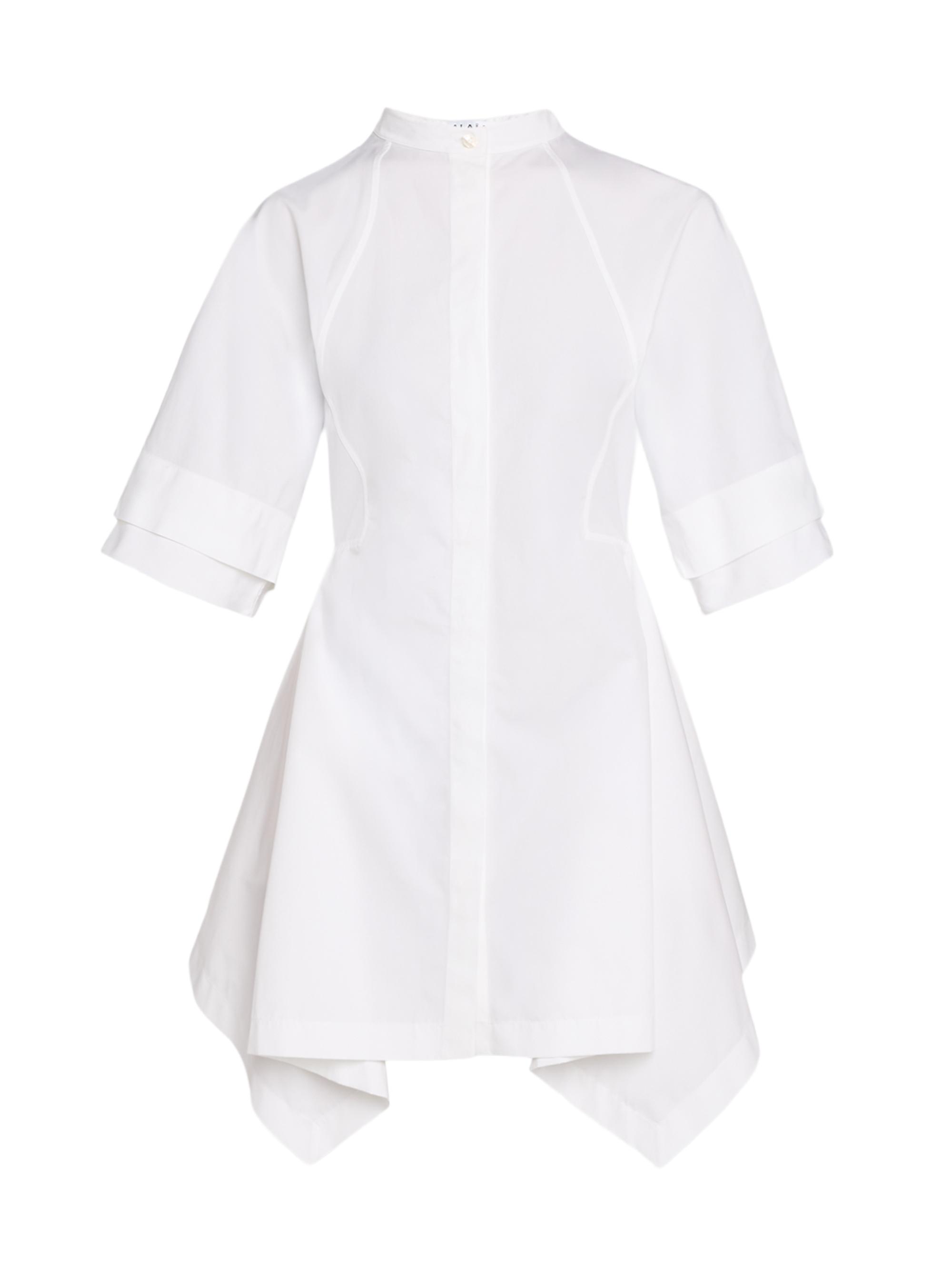 Alaïa Women's Paneled Handkerchief-Hem Mini Shirtdress - Blanc