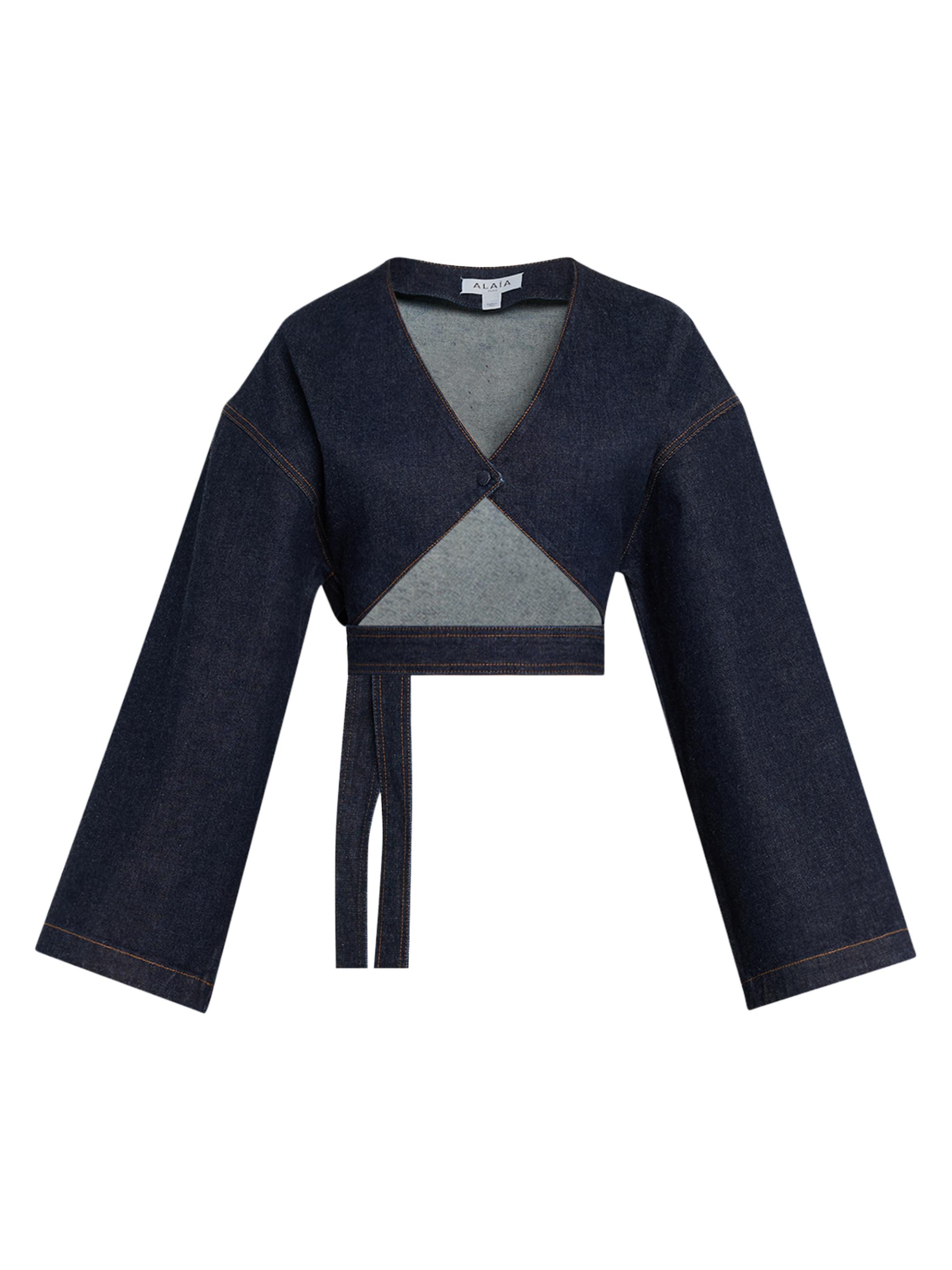 AlaÃ¯a Women's Denim Wrap Jacket - Bleu Brut