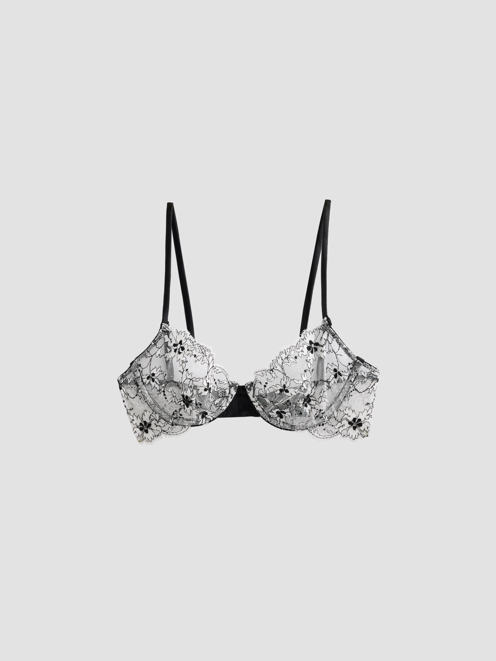 Kiki de Montparnasse Women's Noir et Blanc Lace Demi Bra - Black - Women's Clothing