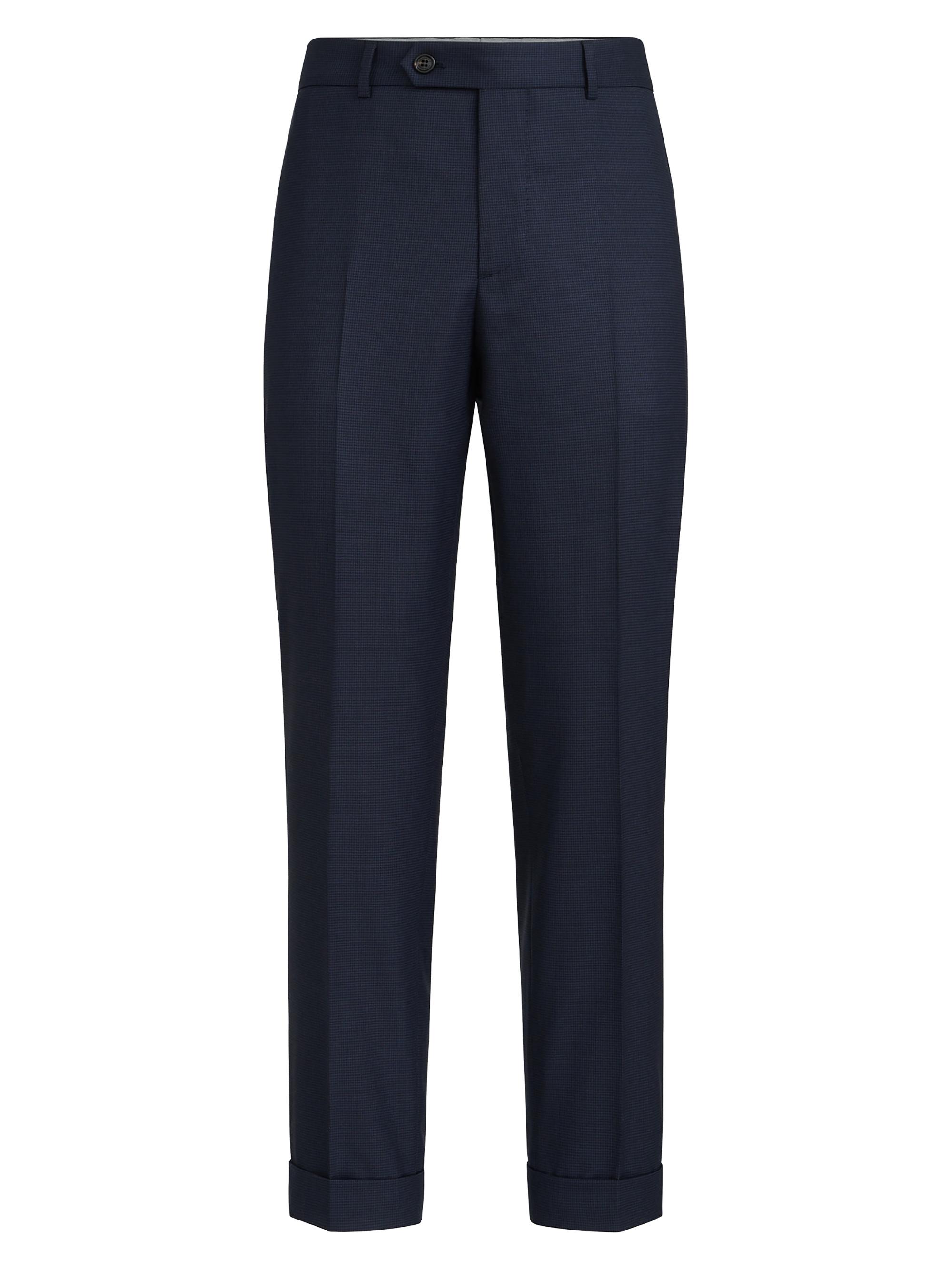 Brunello Cucinelli Men's Virgin Wool Houndstooth Trousers - Navy Blue