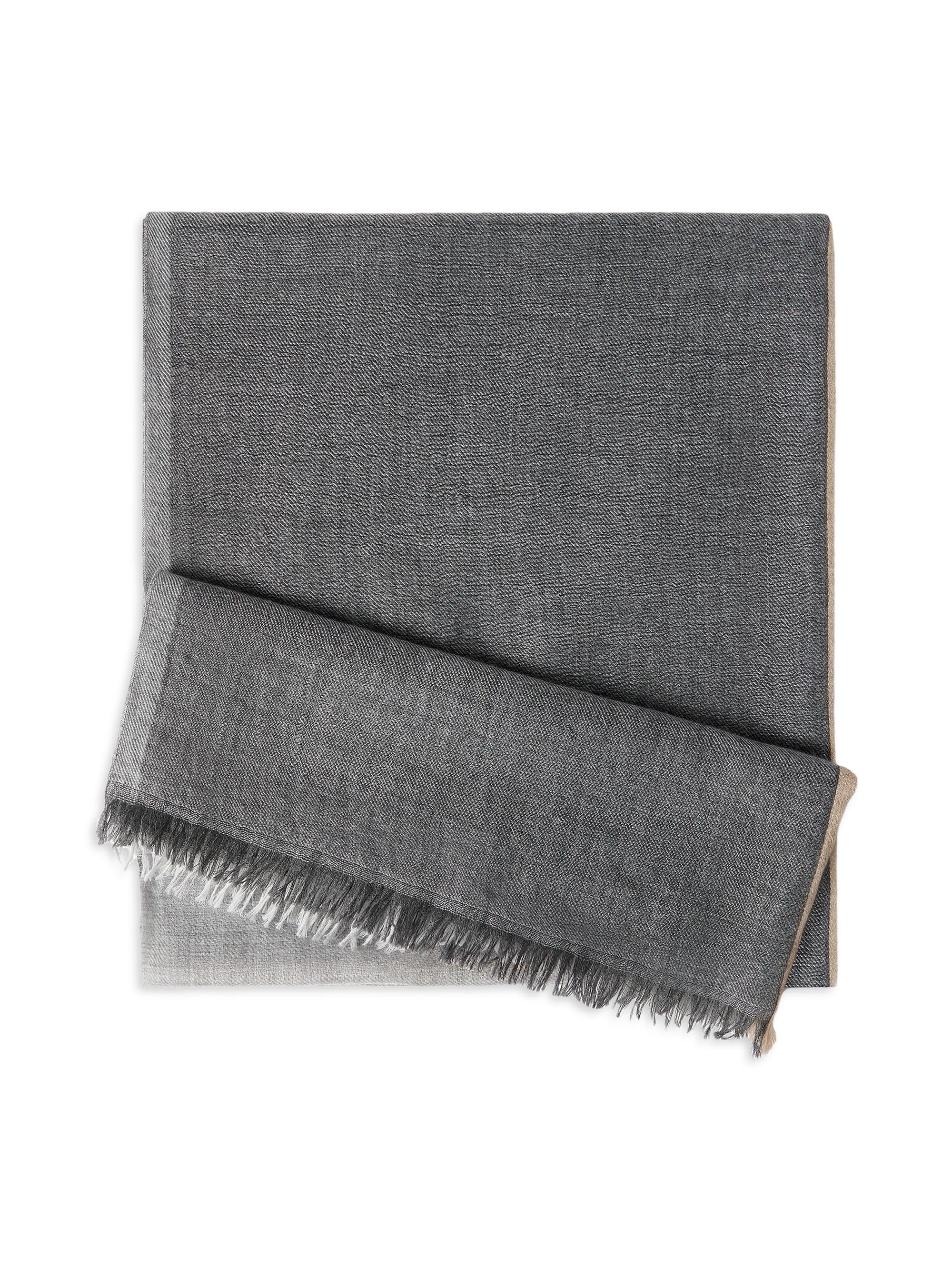 Brunello Cucinelli Men's Cashmere and Silk Color Block Scarf - Lead