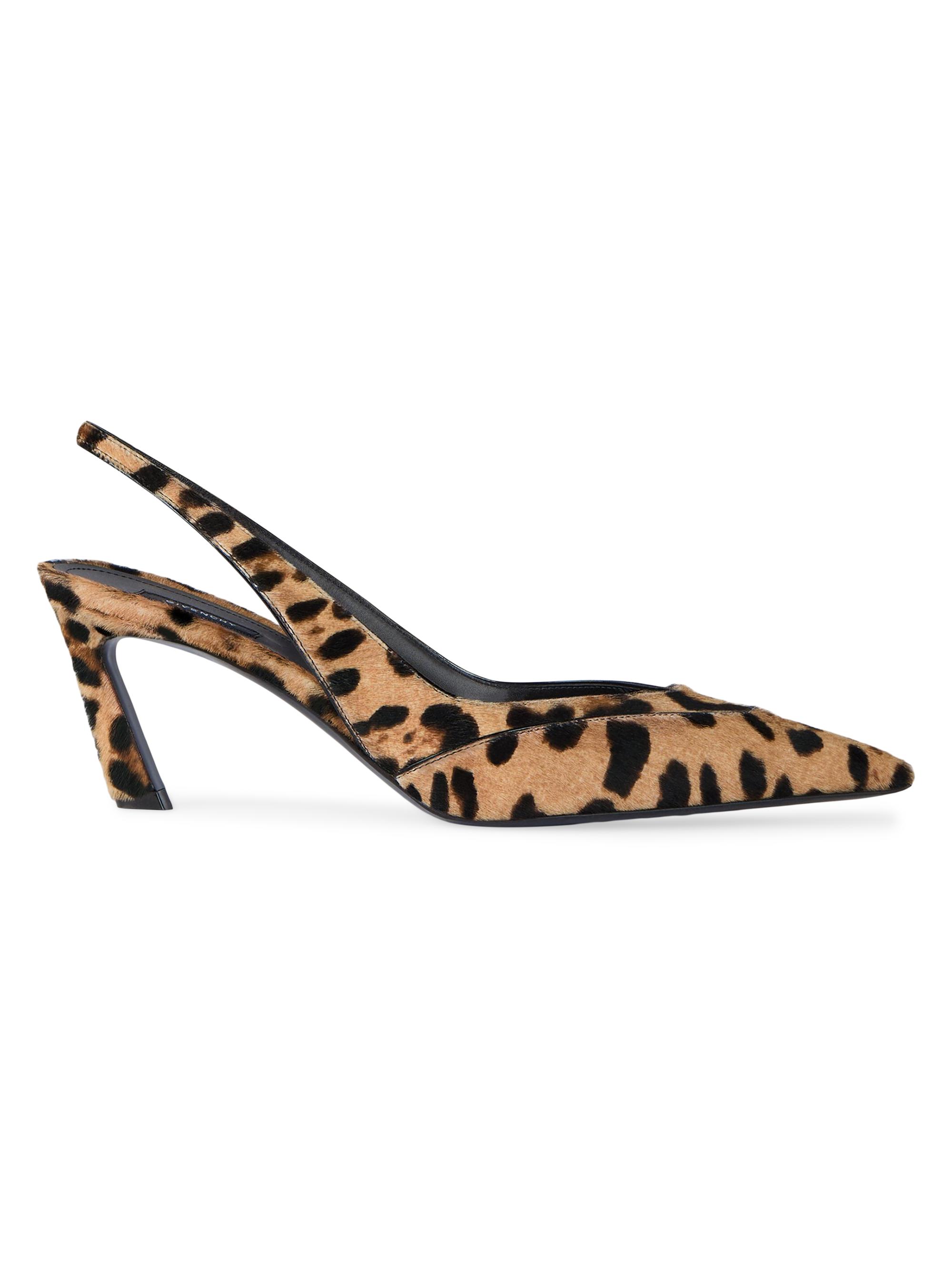 Givenchy Women's Spiky Slingback Pumps in Pony Effect Leather with Leopard Pattern - Black Beige