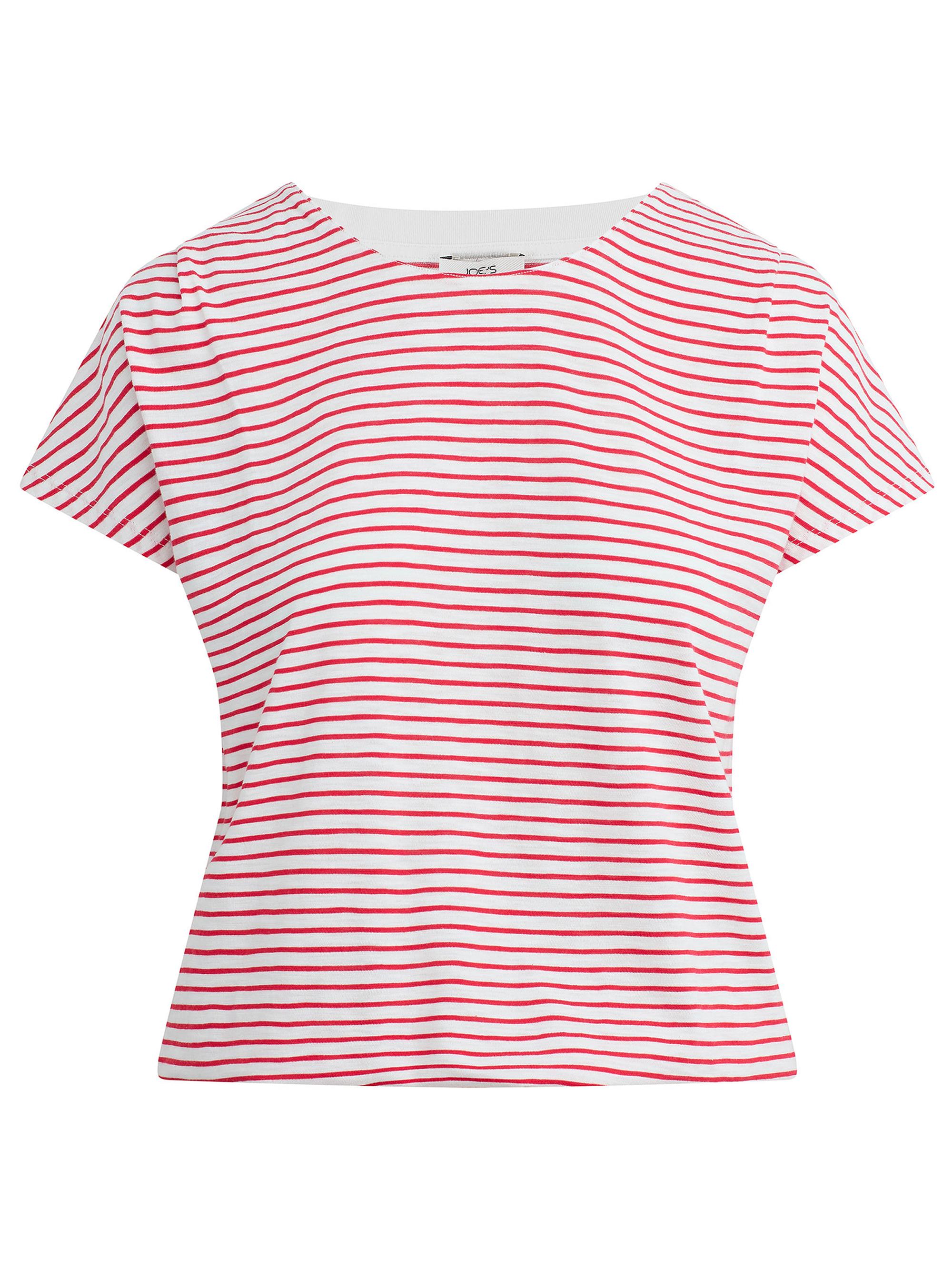 Joe's Jeans Women's The Bubble Striped Cotton-Blend T-Shirt - Cherry Red White