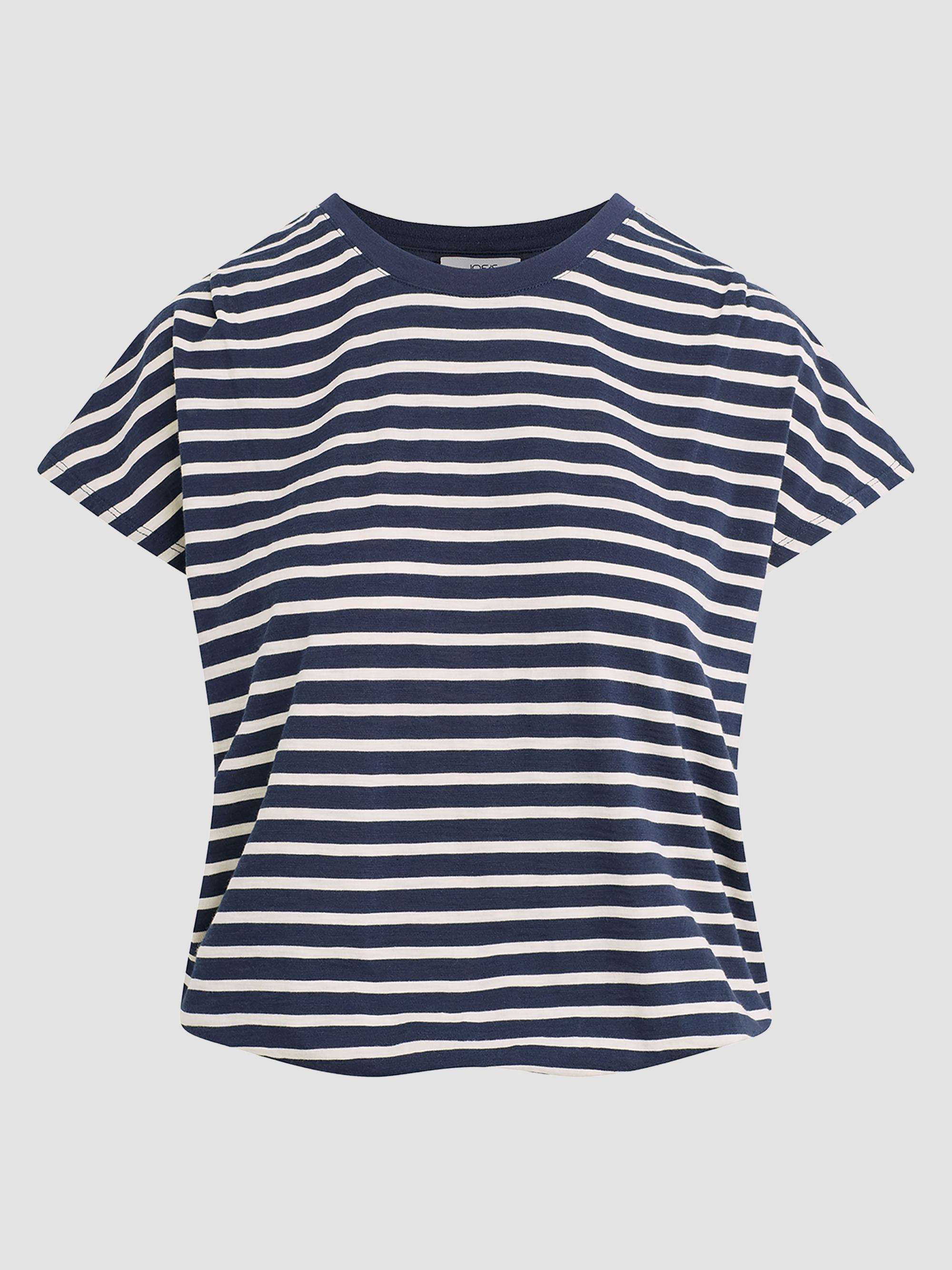 Joe's Jeans Women's The Bubble Striped Cotton-Blend T-Shirt - Navy Ecru Stripe