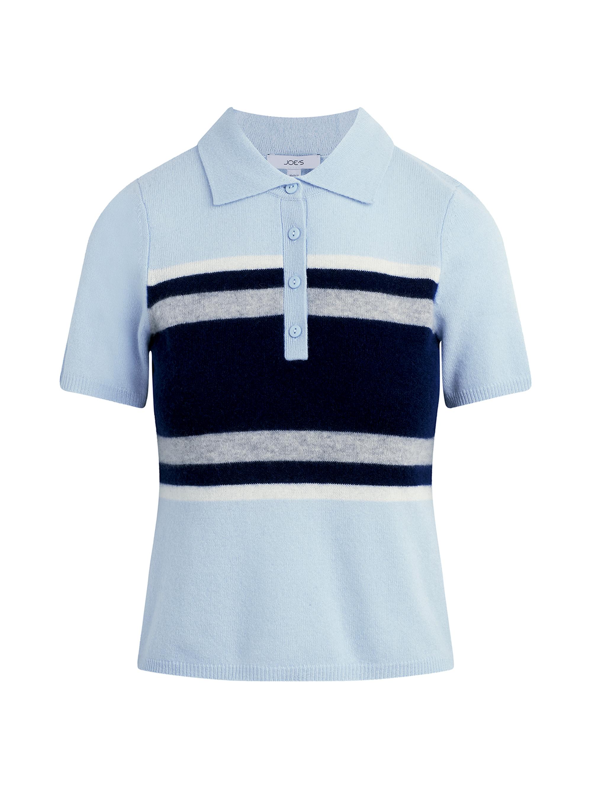 Joe's Jeans Women's The Cashmere Short-Sleeve Rugby Polo Top - Powder Blue