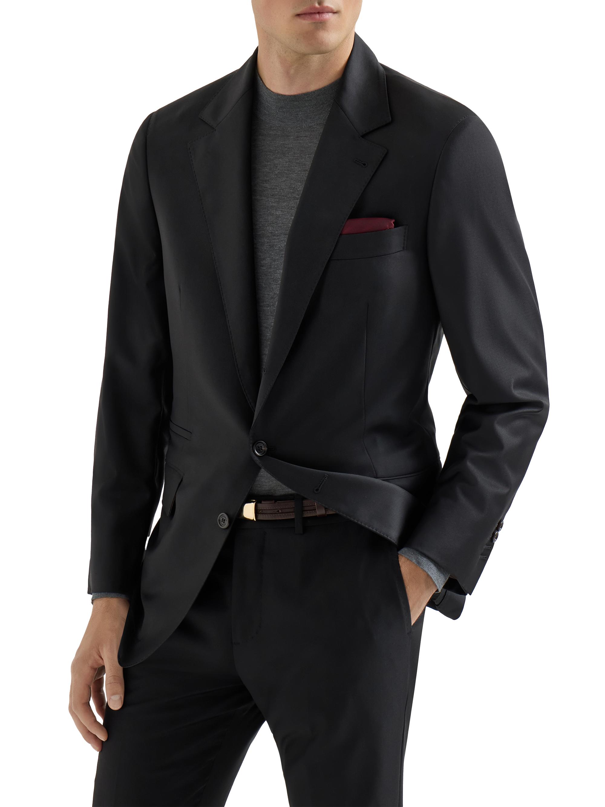 Brunello Cucinelli Men's Super 150s Virgin Wool Four Season Batavia Twill Blazer - Black
