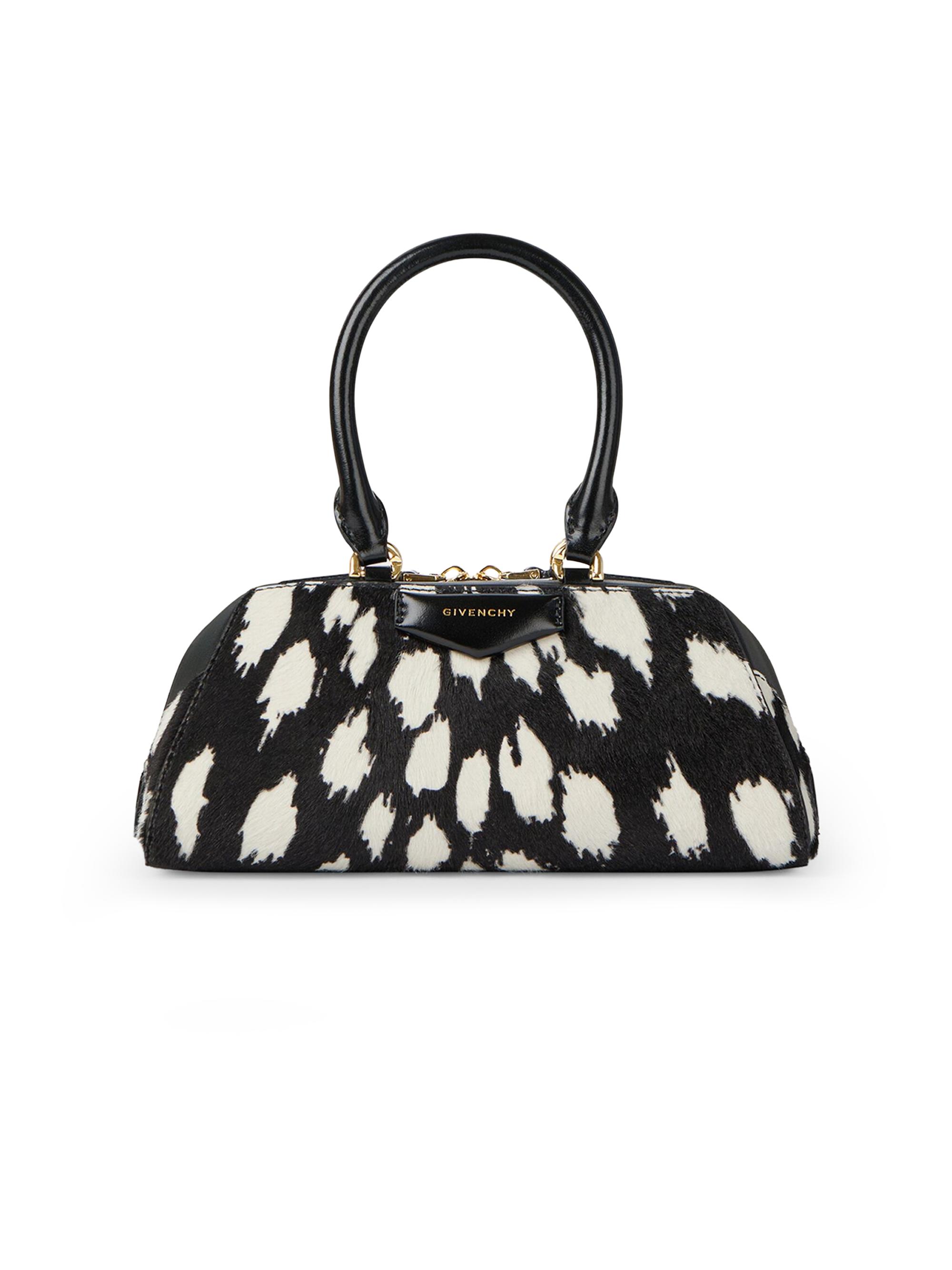 Givenchy Women's Mini Antigona East-West Bag in Leopard Pony Effect Leather - Black White