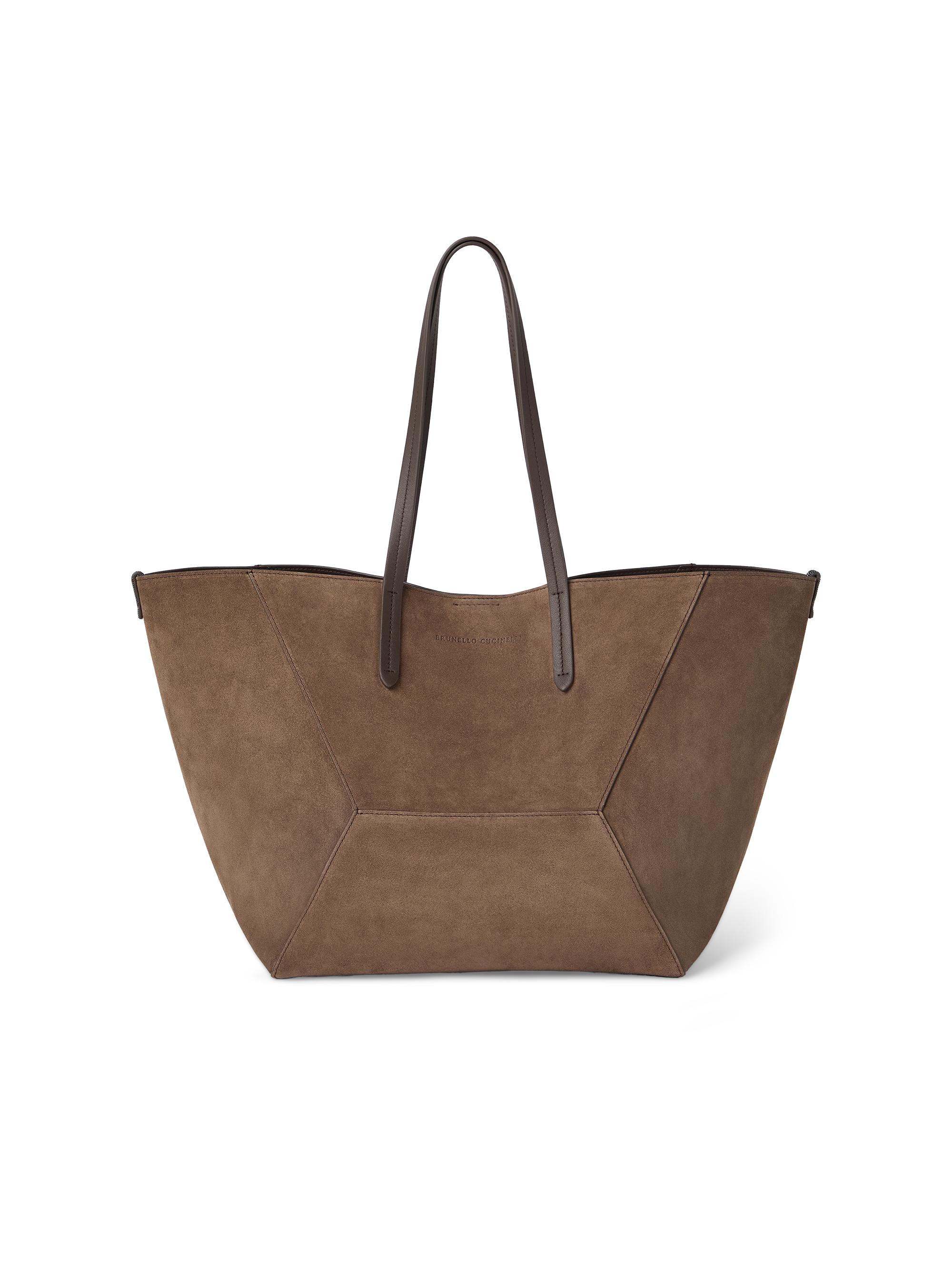 Brunello Cucinelli Women's Suede with Monili in Tote Bag - Bark
