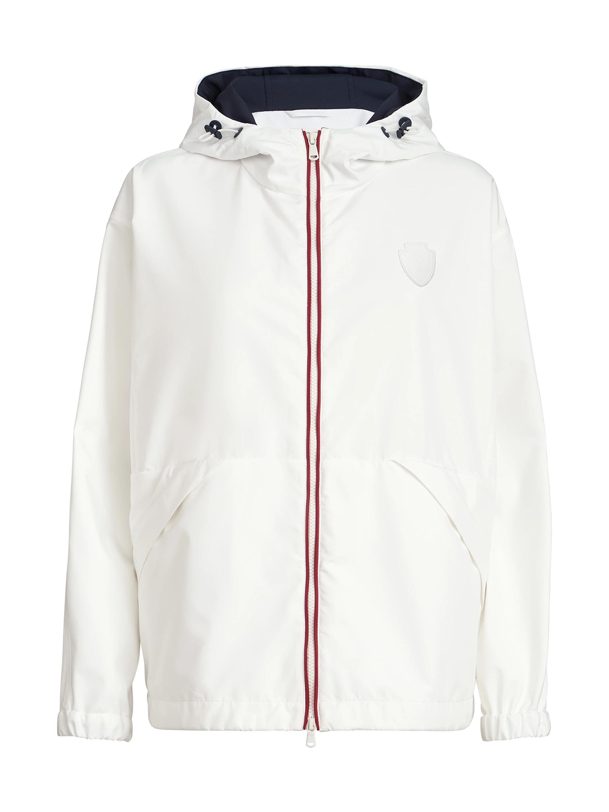 Brunello Cucinelli Women's Nylon Hooded Outerwear Jacket with Logo - White
