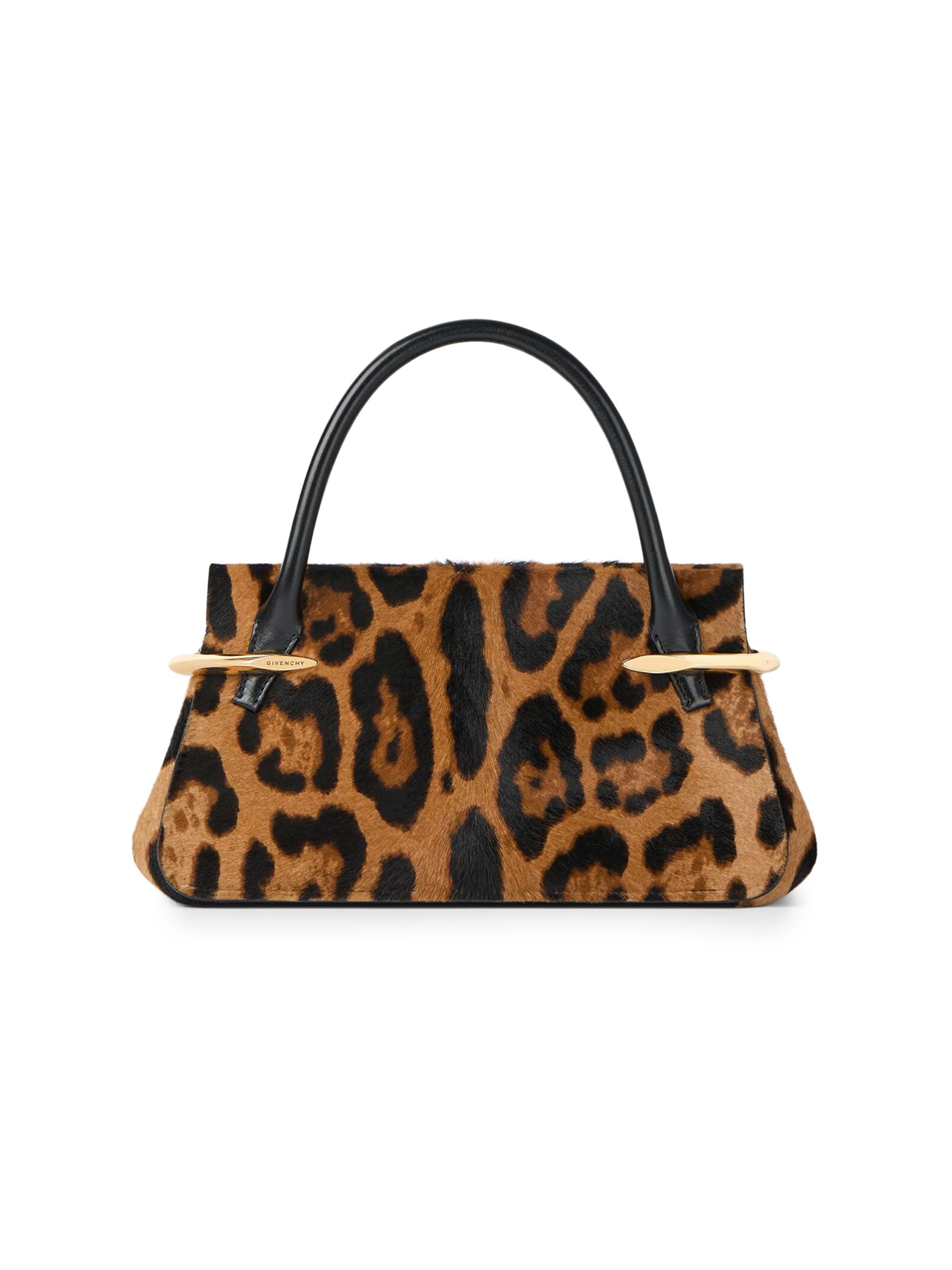 Givenchy Women's Mini Pinch Top Handle Bag in Pony Effect Leather with Leopard Pattern - Black Beige