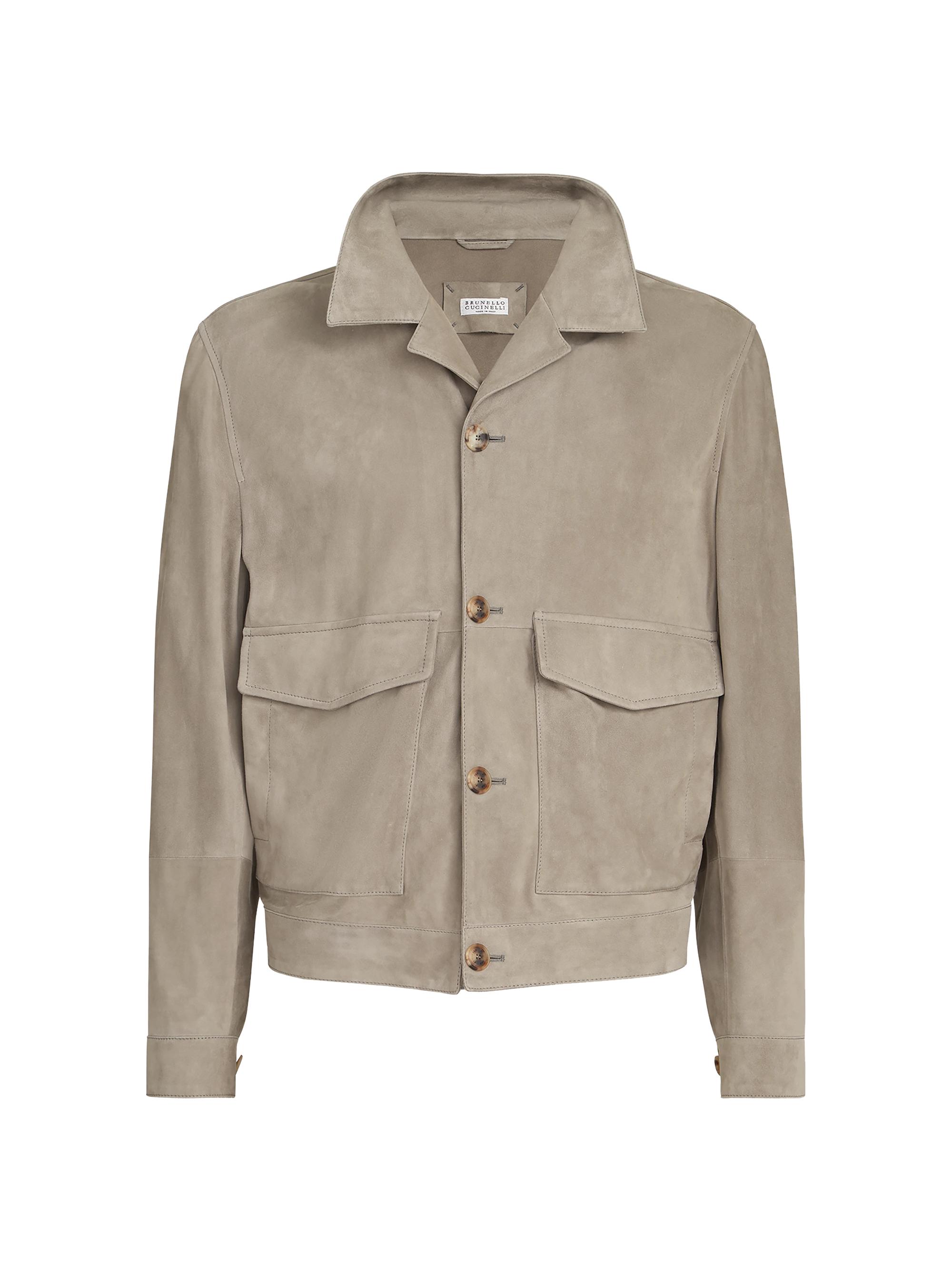 Brunello Cucinelli Men's Suede Unlined Outerwear Jacket - Khaki