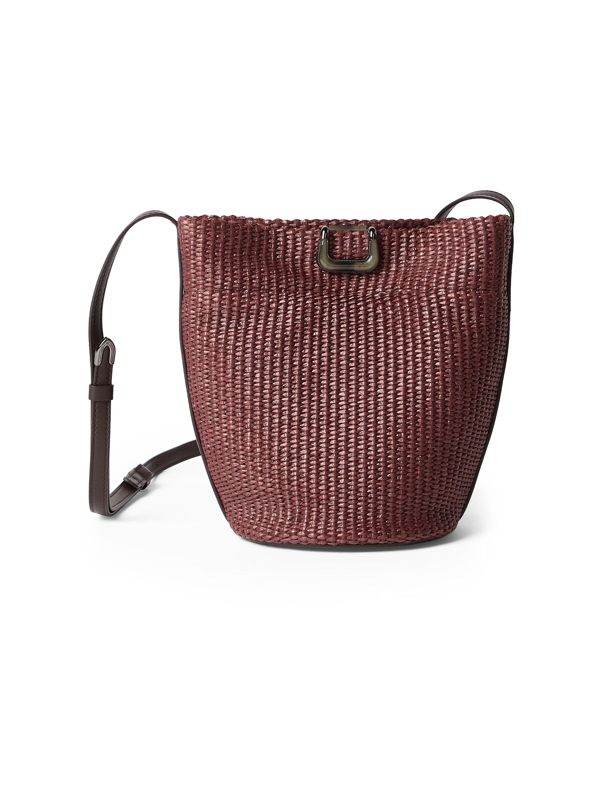 Brunello Cucinelli Women's Sartorial  Bucket Bag in Techno Raffia - Bordeaux