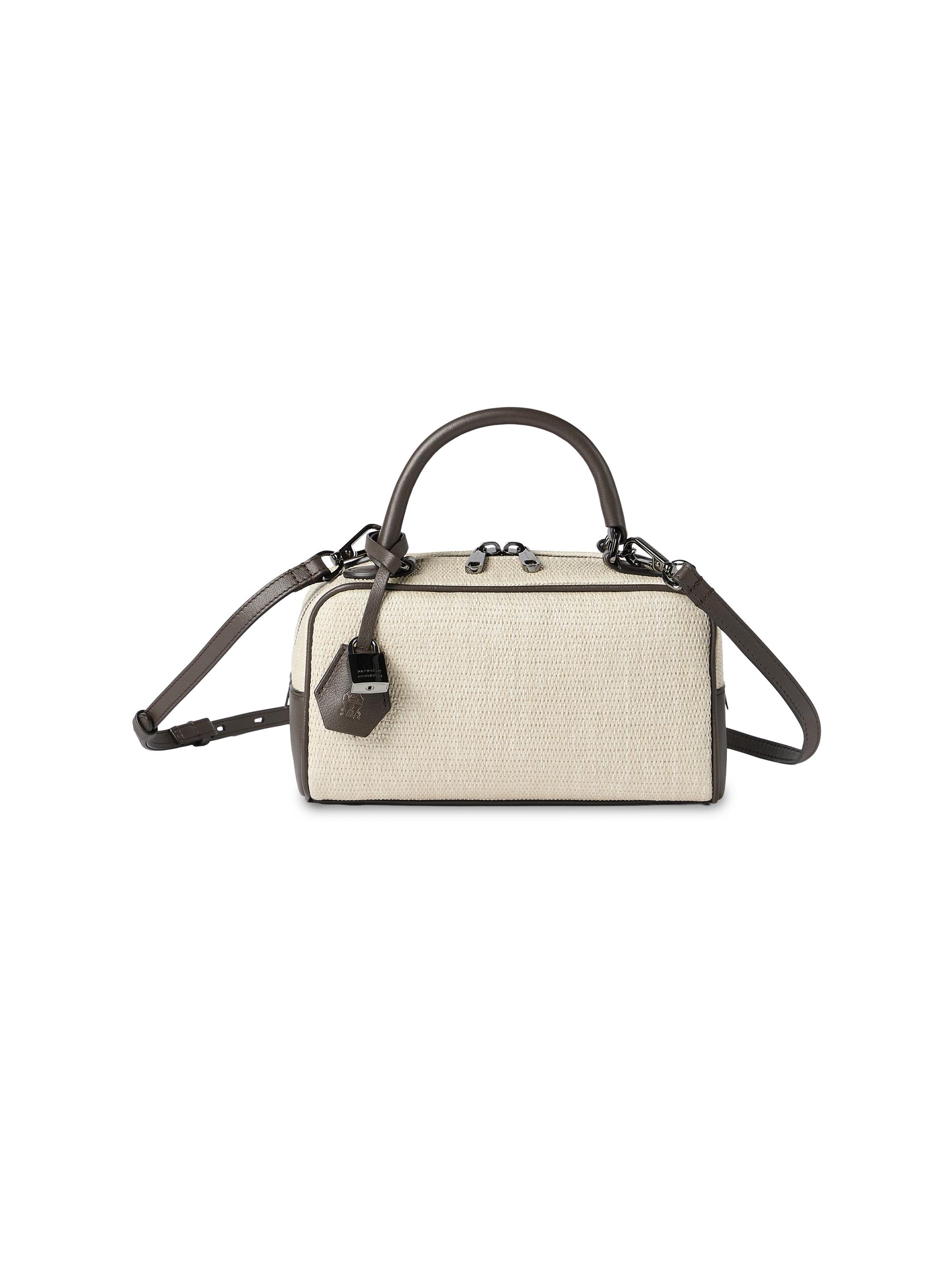 Brunello Cucinelli Women's Explorer  Boston Top Handle Bag in Techno Raffia and Leather - Rope