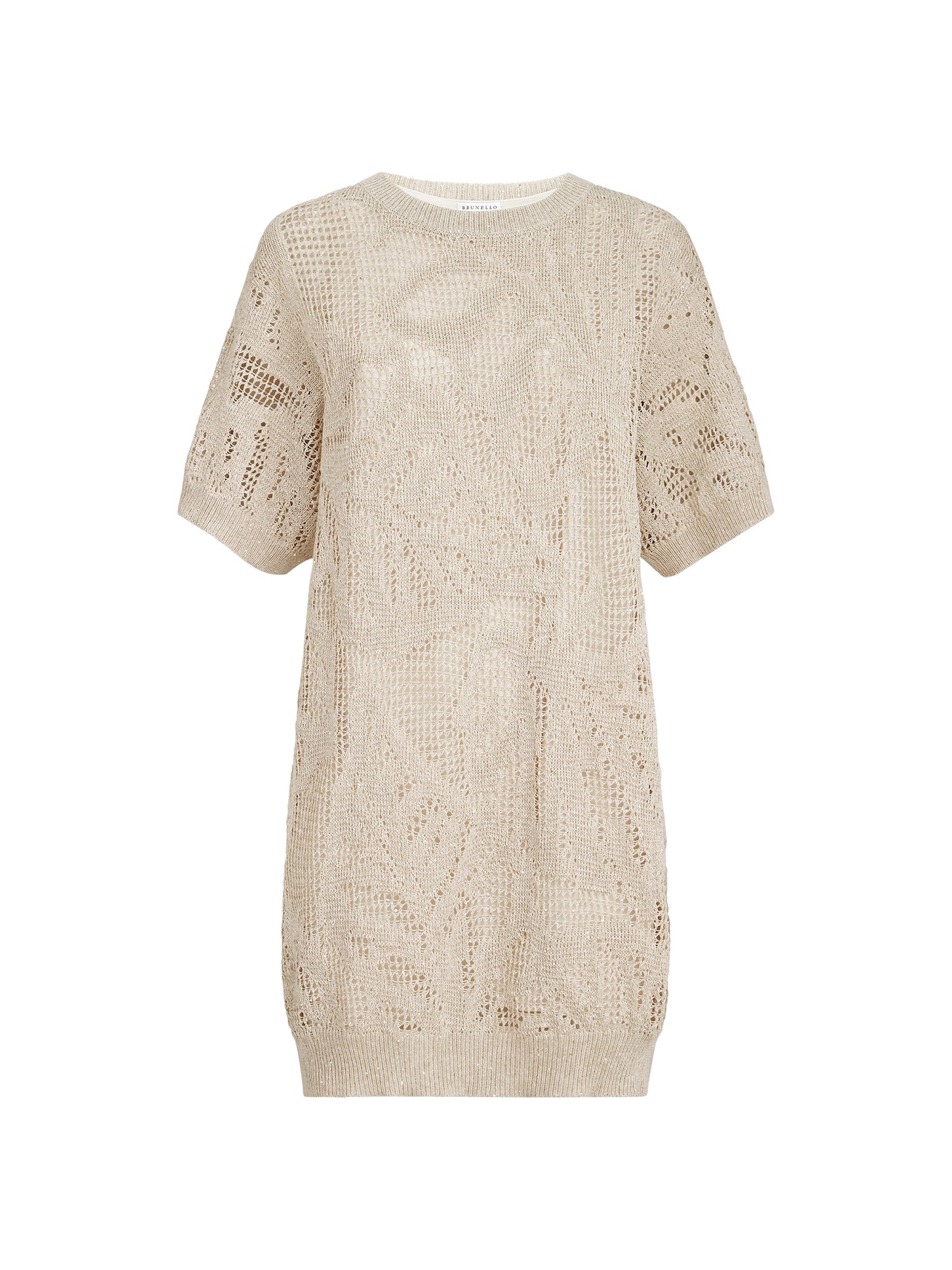 Brunello Cucinelli Women's Dazzling Water Lilies Mini Dress in Linen and Cotton - Beige