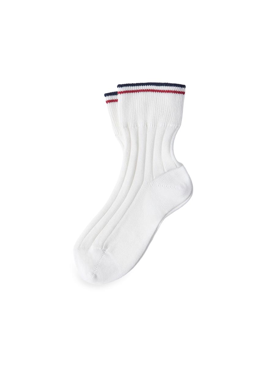 Brunello Cucinelli Women's Cotton Rib Knit Socks With Stripes In White