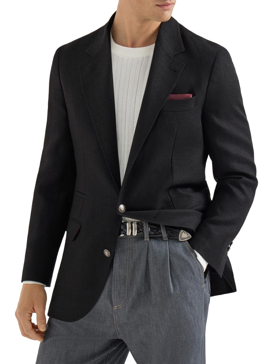 スーツ BRUNELLO CUCIBELLI 50 Brunello Cucinelli Silk, Linen and Wool Hopsack Deconstructed
