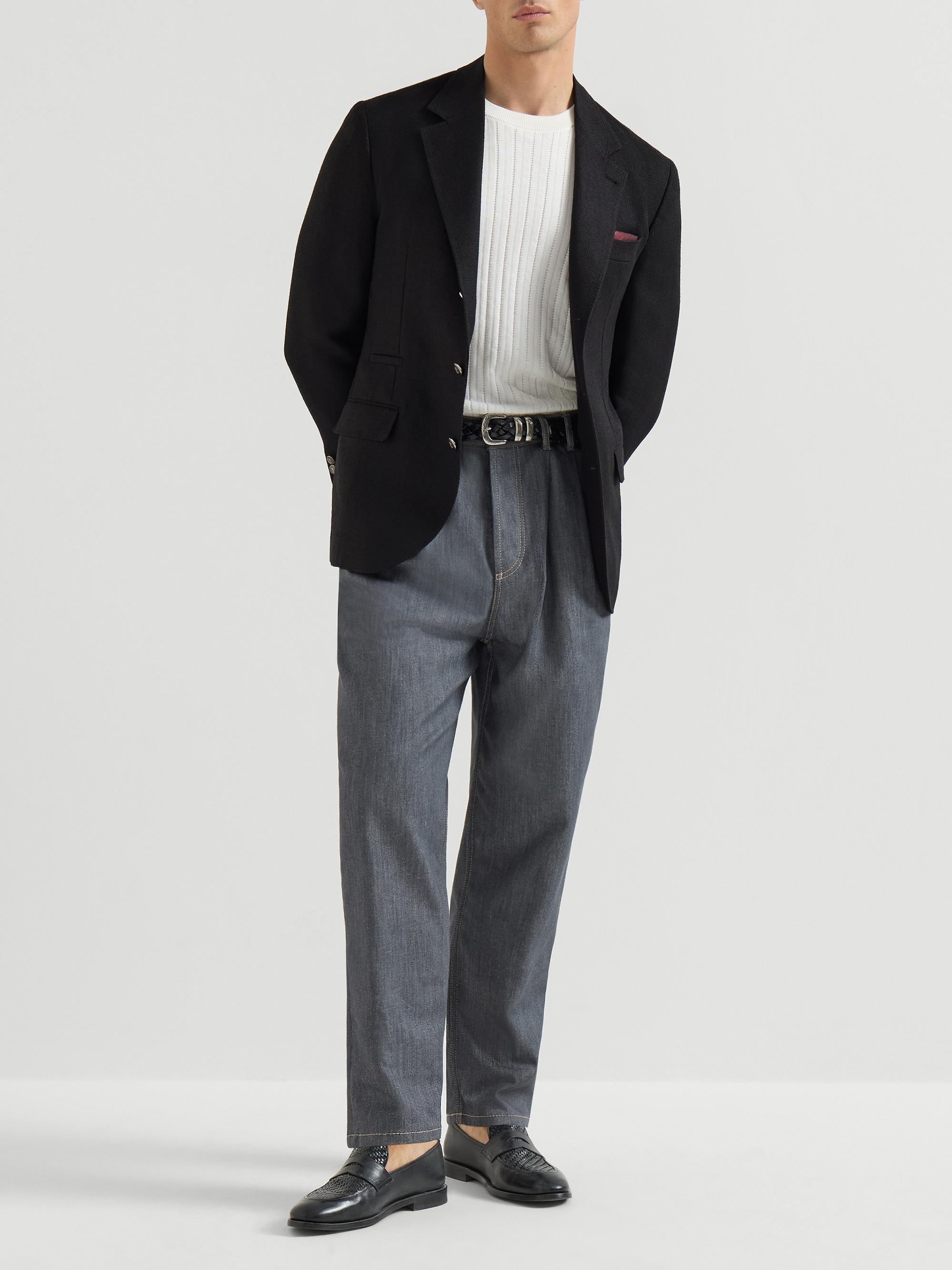 Brunello Cucinelli Silk, Linen and Wool Hopsack Deconstructed