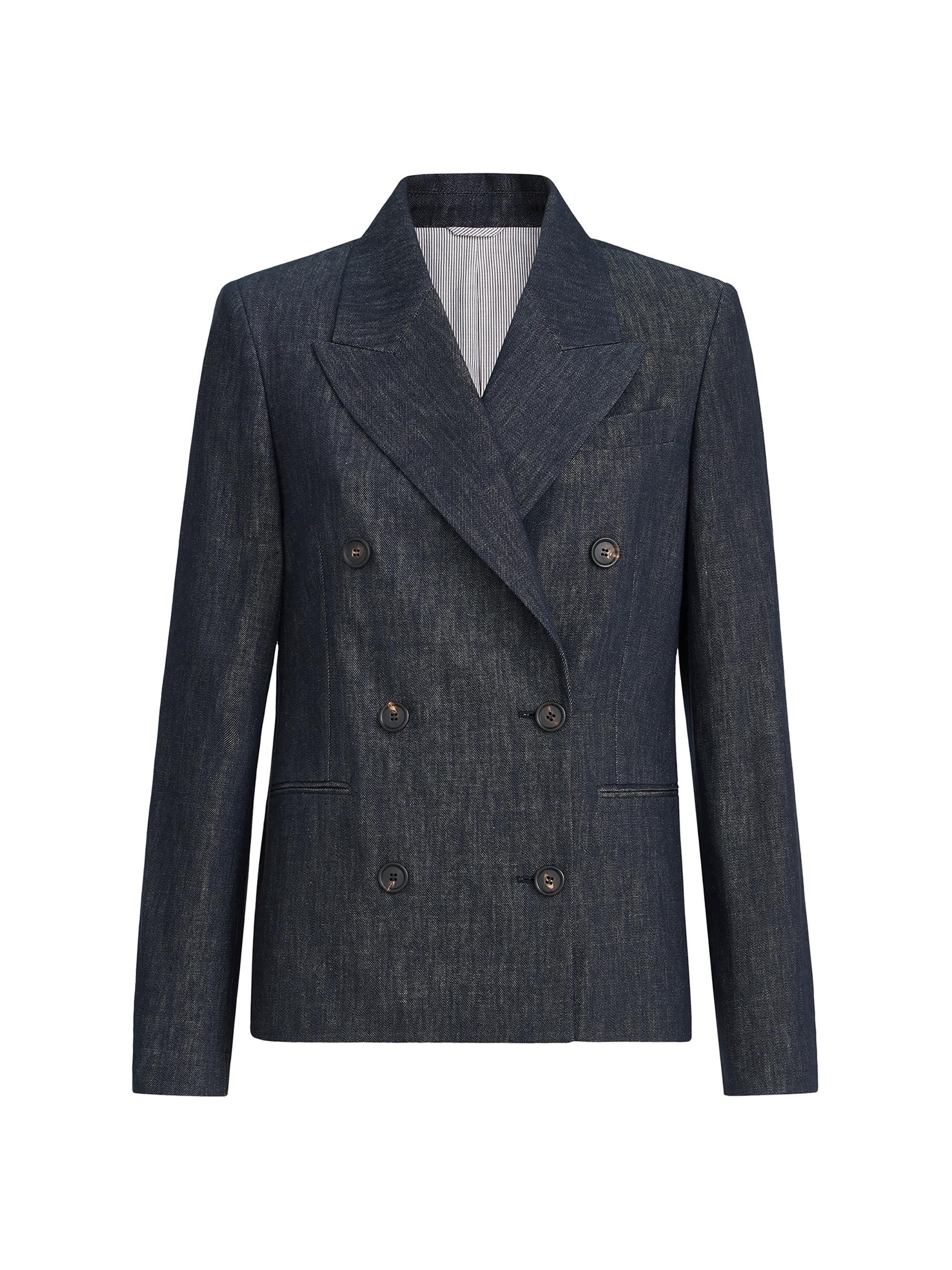 Brunello Cucinelli Women's Cotton Denim Effect Twill Blazer - Dark Denim