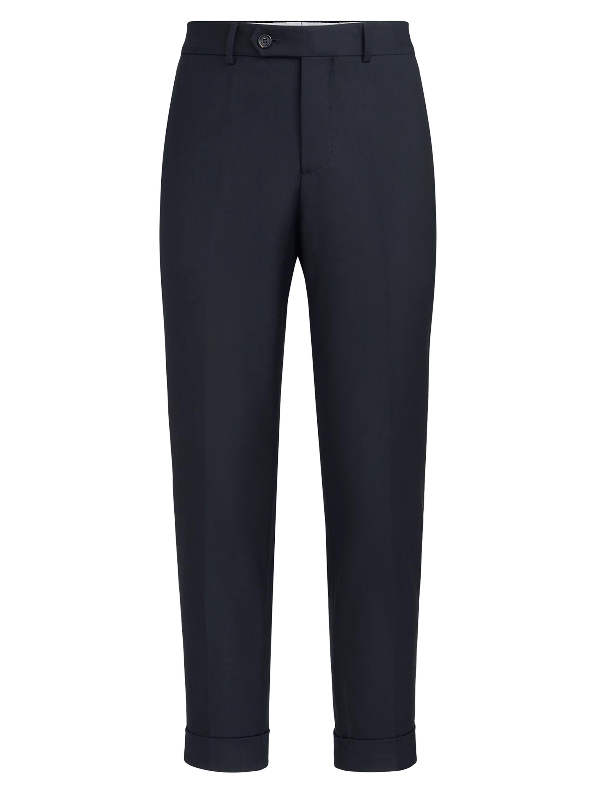 Brunello Cucinelli Men's Super 150s Virgin Wool Four Season Batavia Trousers - Navy Blue