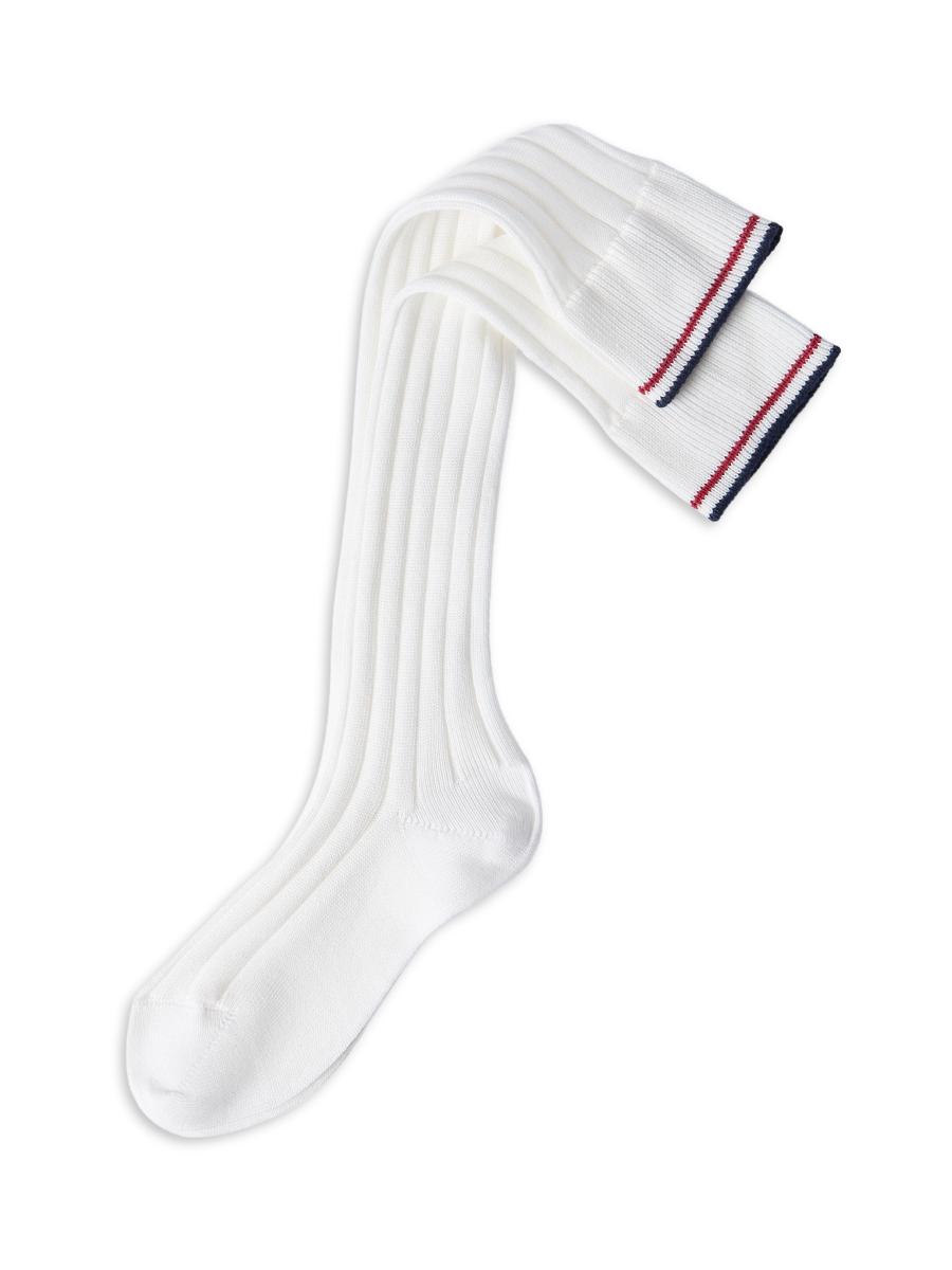 Brunello Cucinelli Women's Cotton Rib Knit Socks With Stripes In White