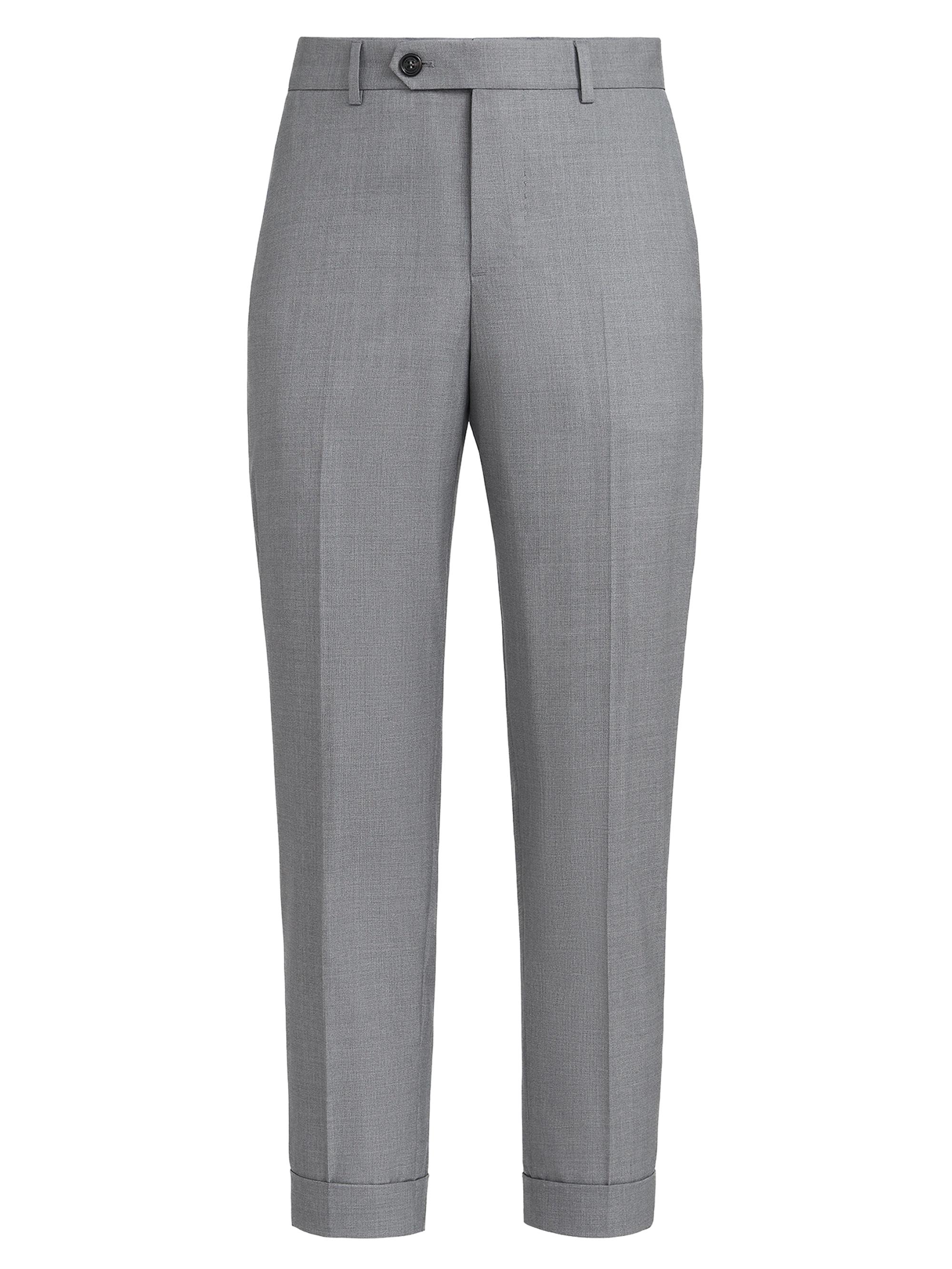 Brunello Cucinelli Men's Virgin Wool and Silk Lightweight Hopsack Trousers - Grey