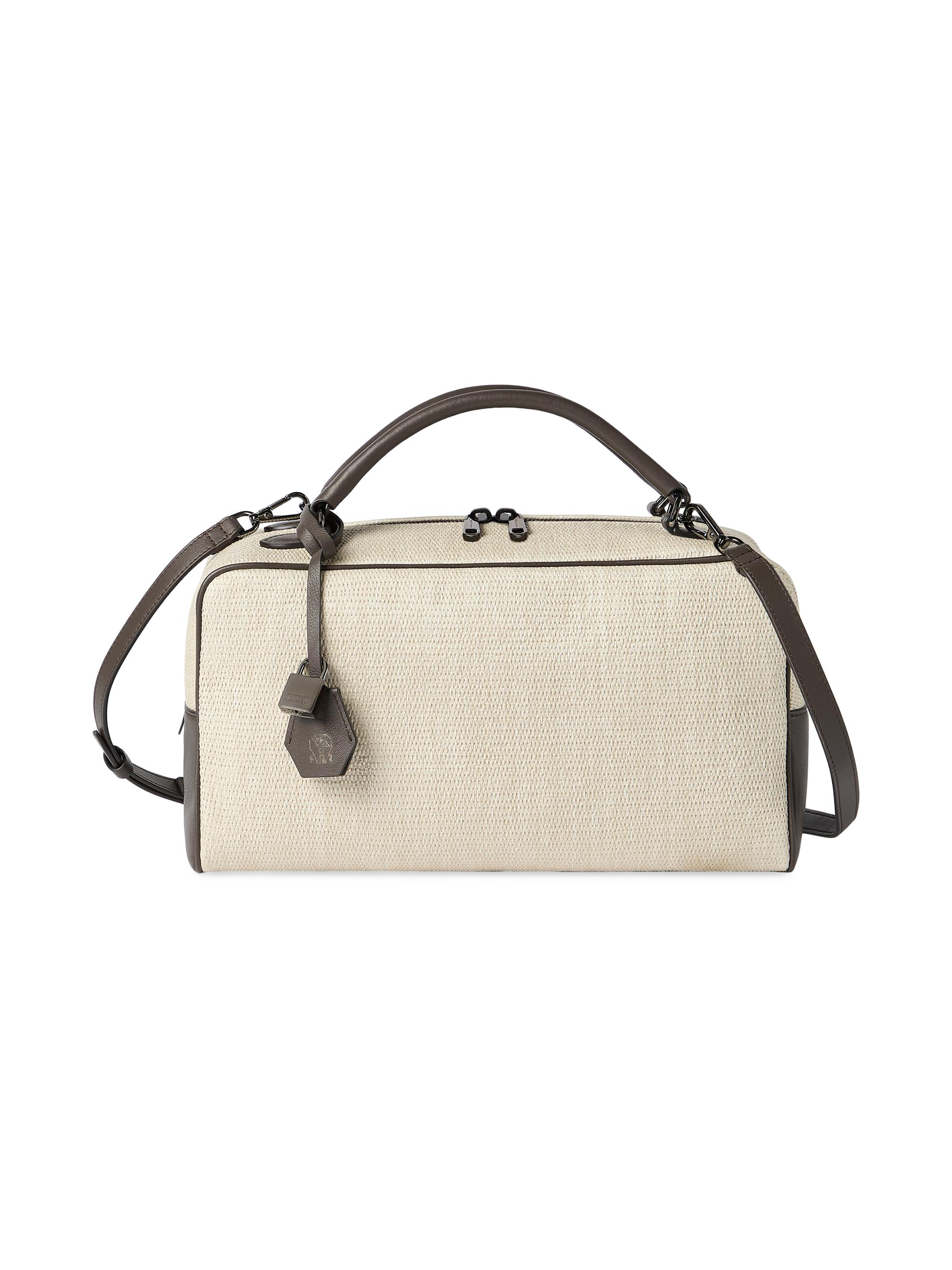 Brunello Cucinelli Women's Explorer Boston Top Handle Bag in Techno Raffia and Leather - Rope