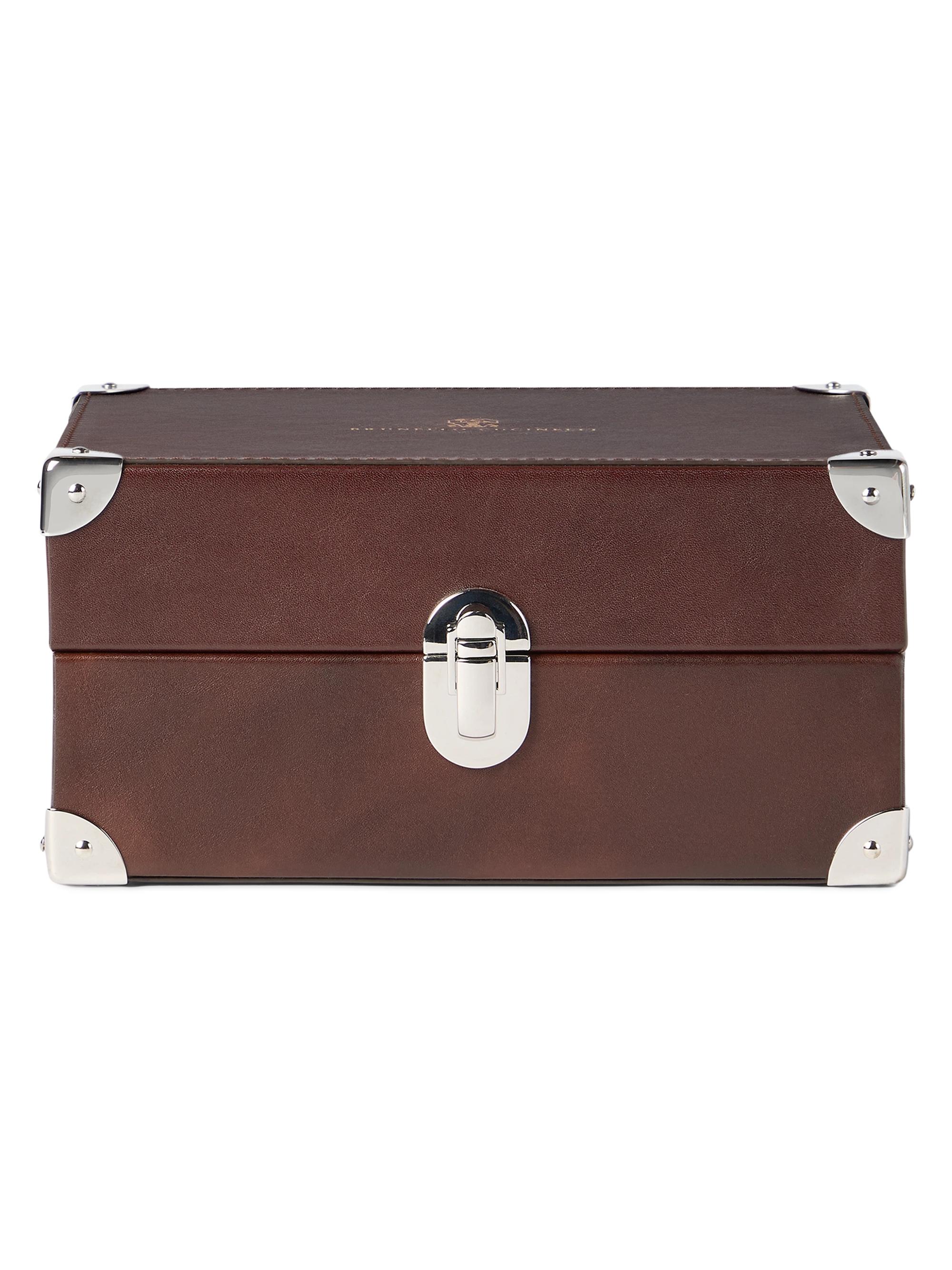 Brunello Cucinelli Burnished Calfskin Watch Organizer - Brown