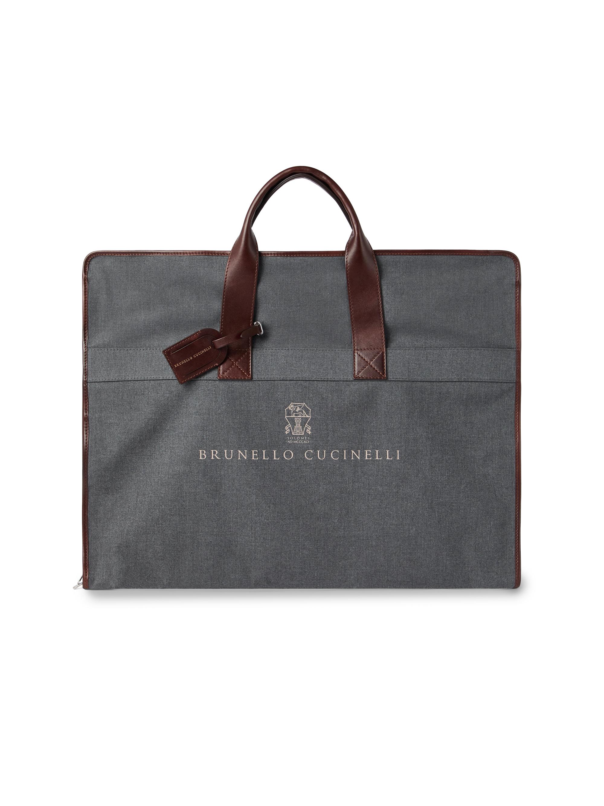 Brunello Cucinelli Men's Techno Fabric and Calfskin Suit Holder - Anthracite