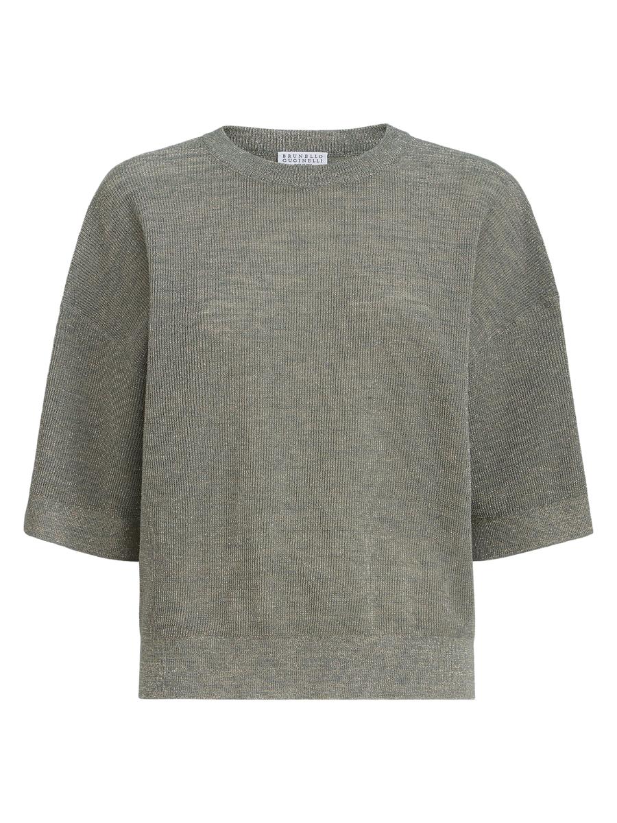 Brunello Cucinelli Women's Sparkling Linen Sweater In Green