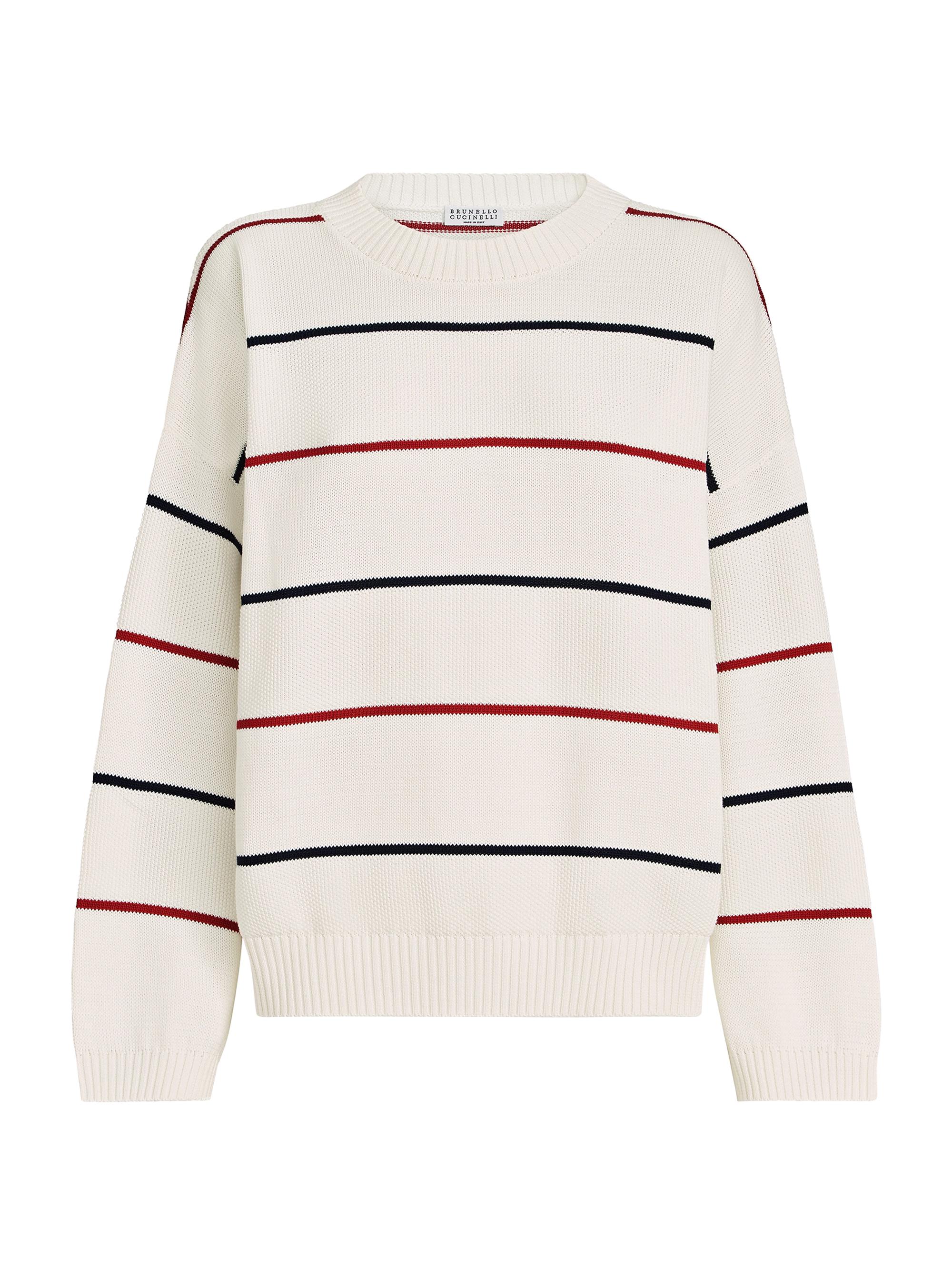 Brunello Cucinelli Women's Cotton Textured Stripe Sweater - Panama