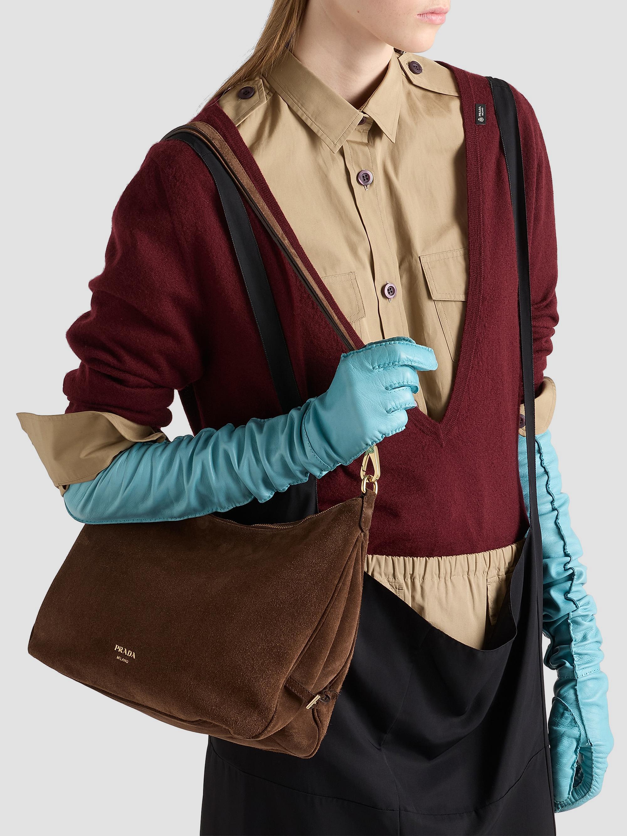 Prada Fold Large Suede Shoulder Bag | Saks Fifth Avenue