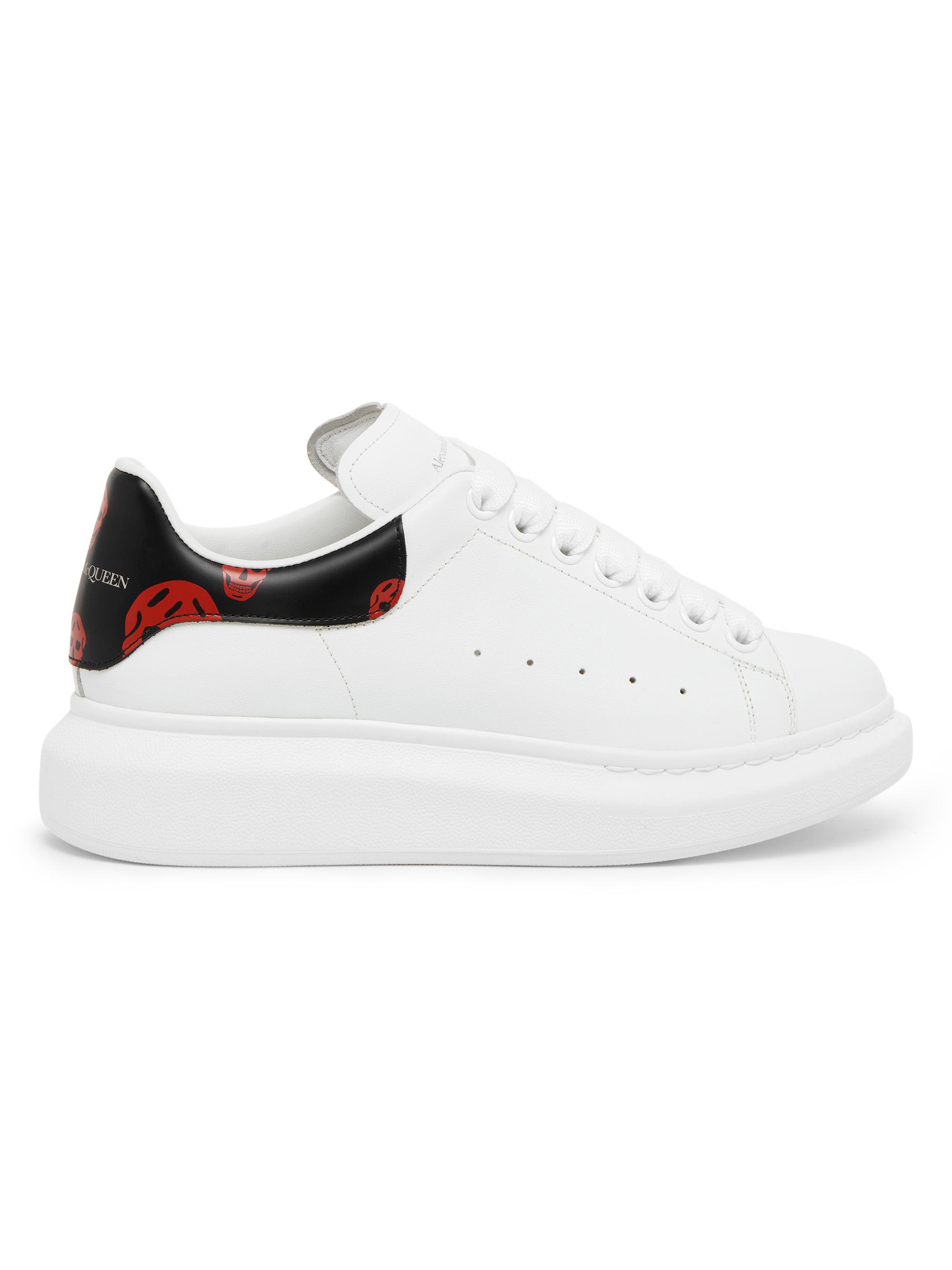 adidas gazelle silver green womens Alexander McQueen White Leather Oversized Sneakers with Navy Blue Pate –  Hollo Shoe main image 0