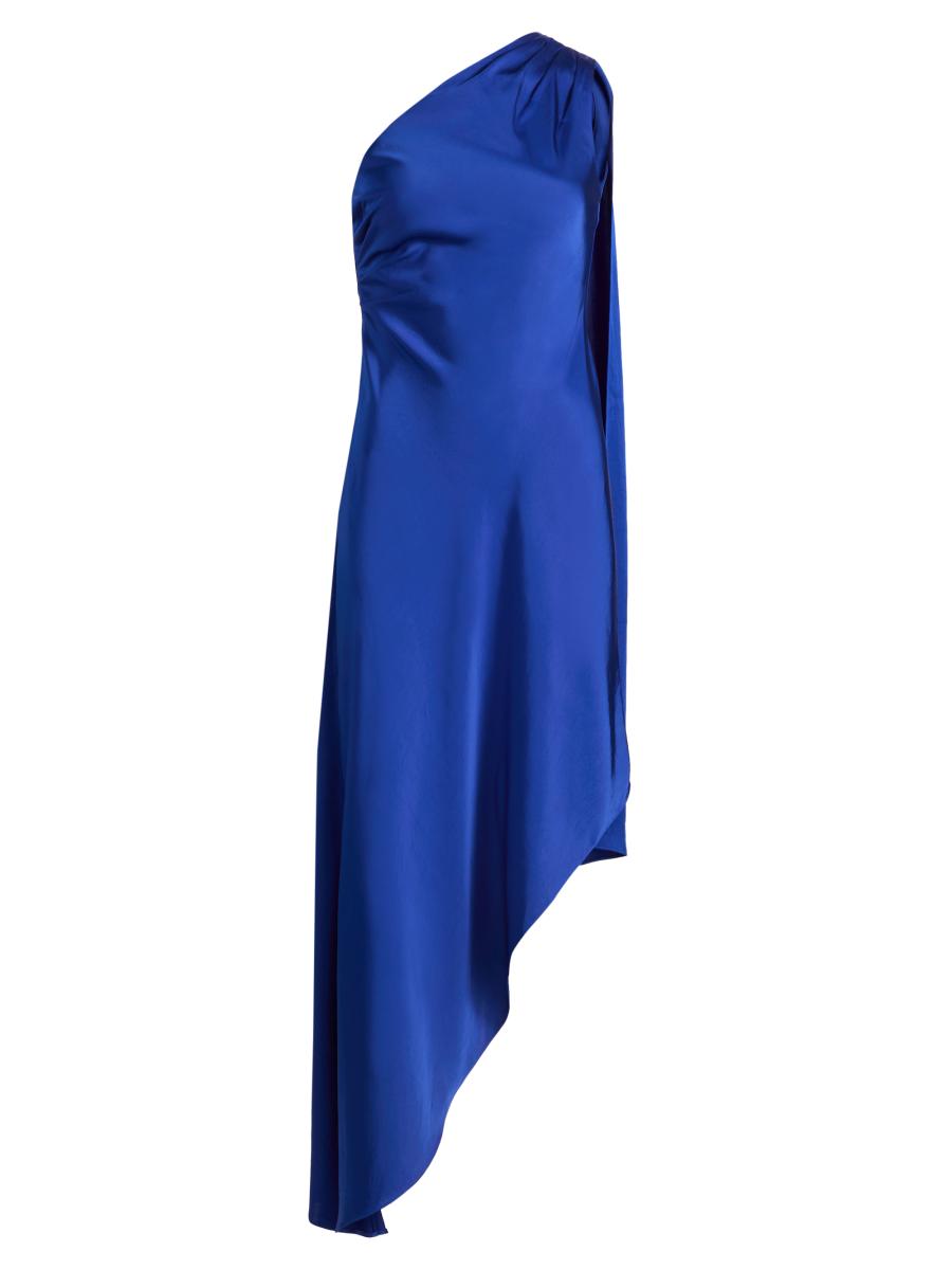 Lapointe Women's Satin One-shoulder Midi-dress In Blue