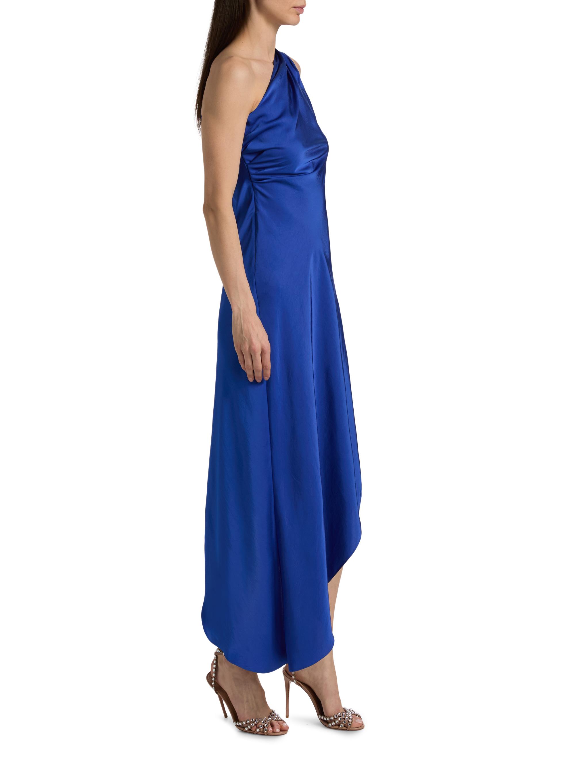 LaPointe Women's Satin One-Shoulder Midi-Dress - Royal Blue | Thumbnail 4