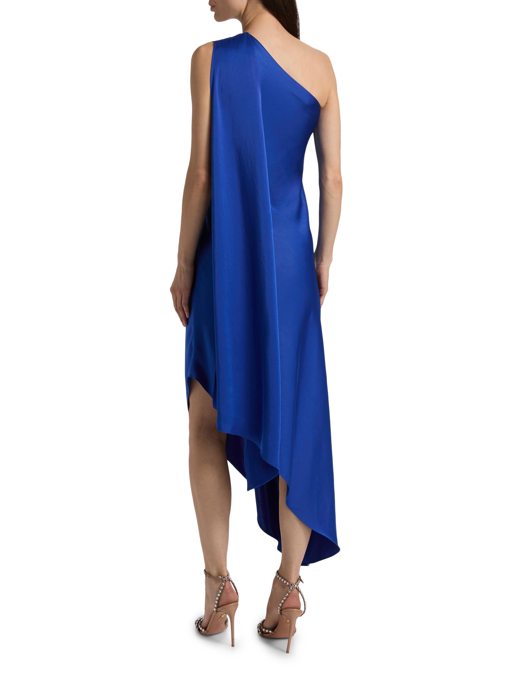 LaPointe Women's Satin One-Shoulder Midi-Dress - Royal Blue | Thumbnail 5