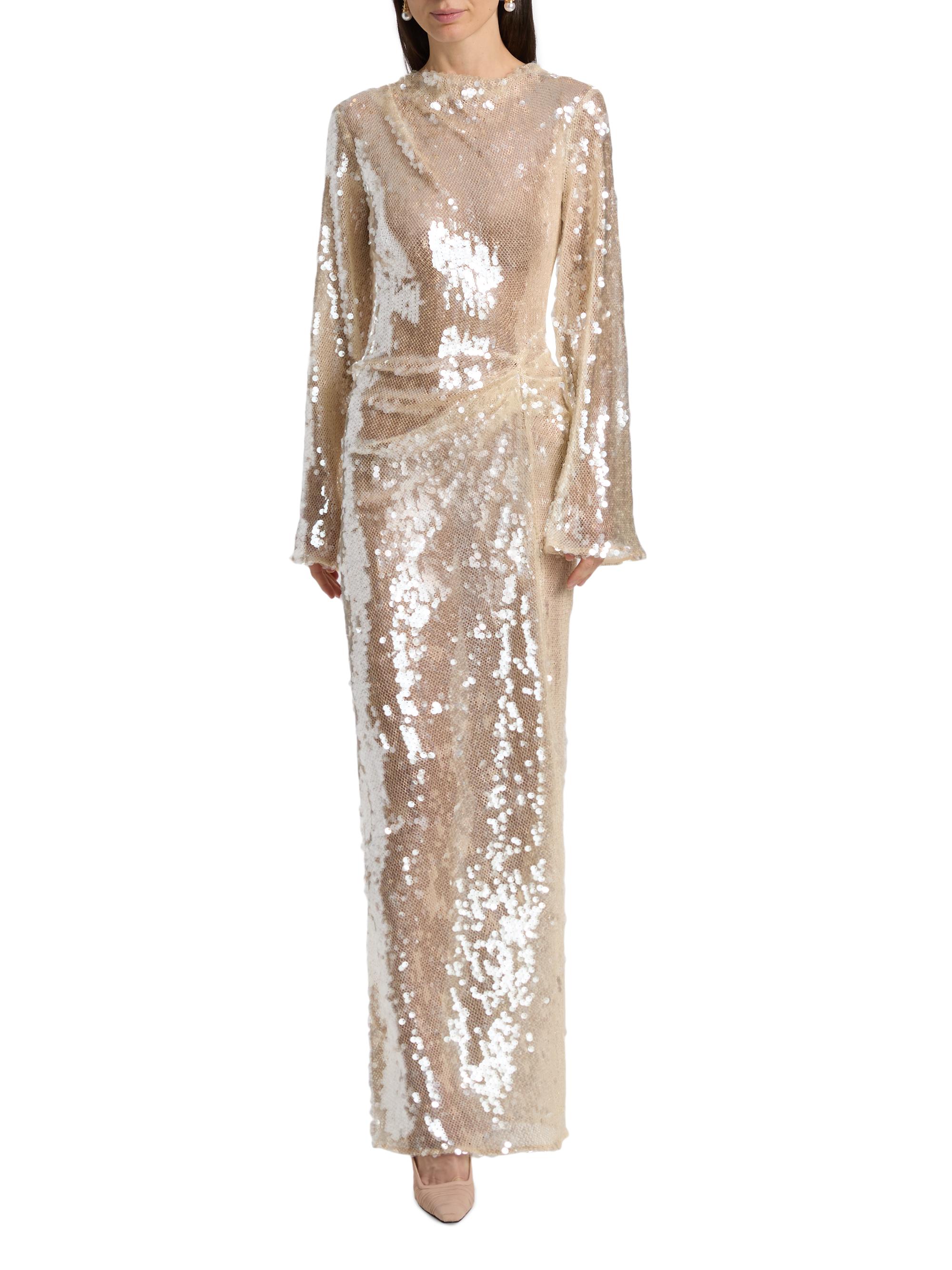 LaPointe Women's Sequined Side Tuck Gown - Ecru | Thumbnail 3