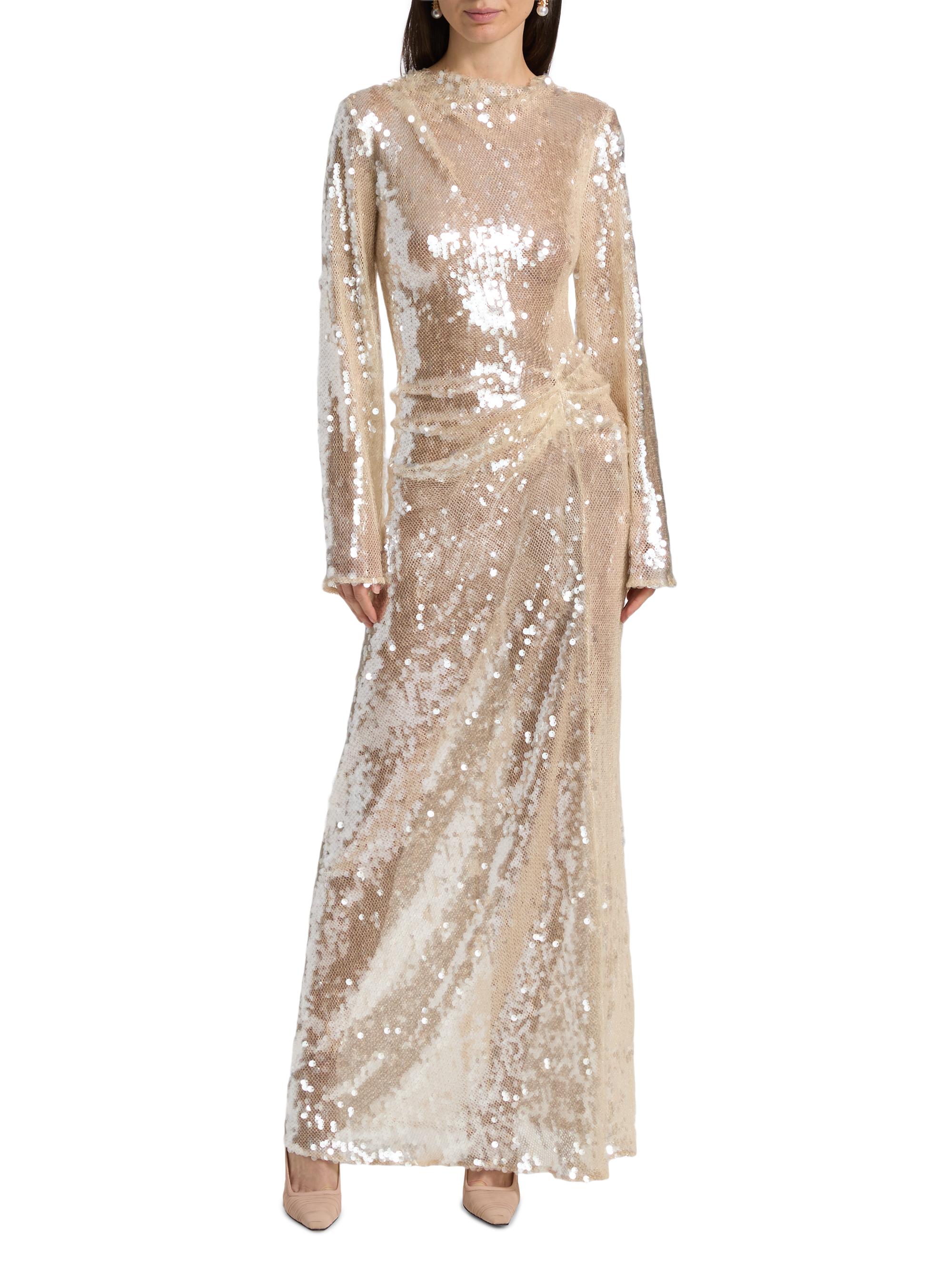 LaPointe Women's Sequined Side Tuck Gown - Ecru | Thumbnail 2